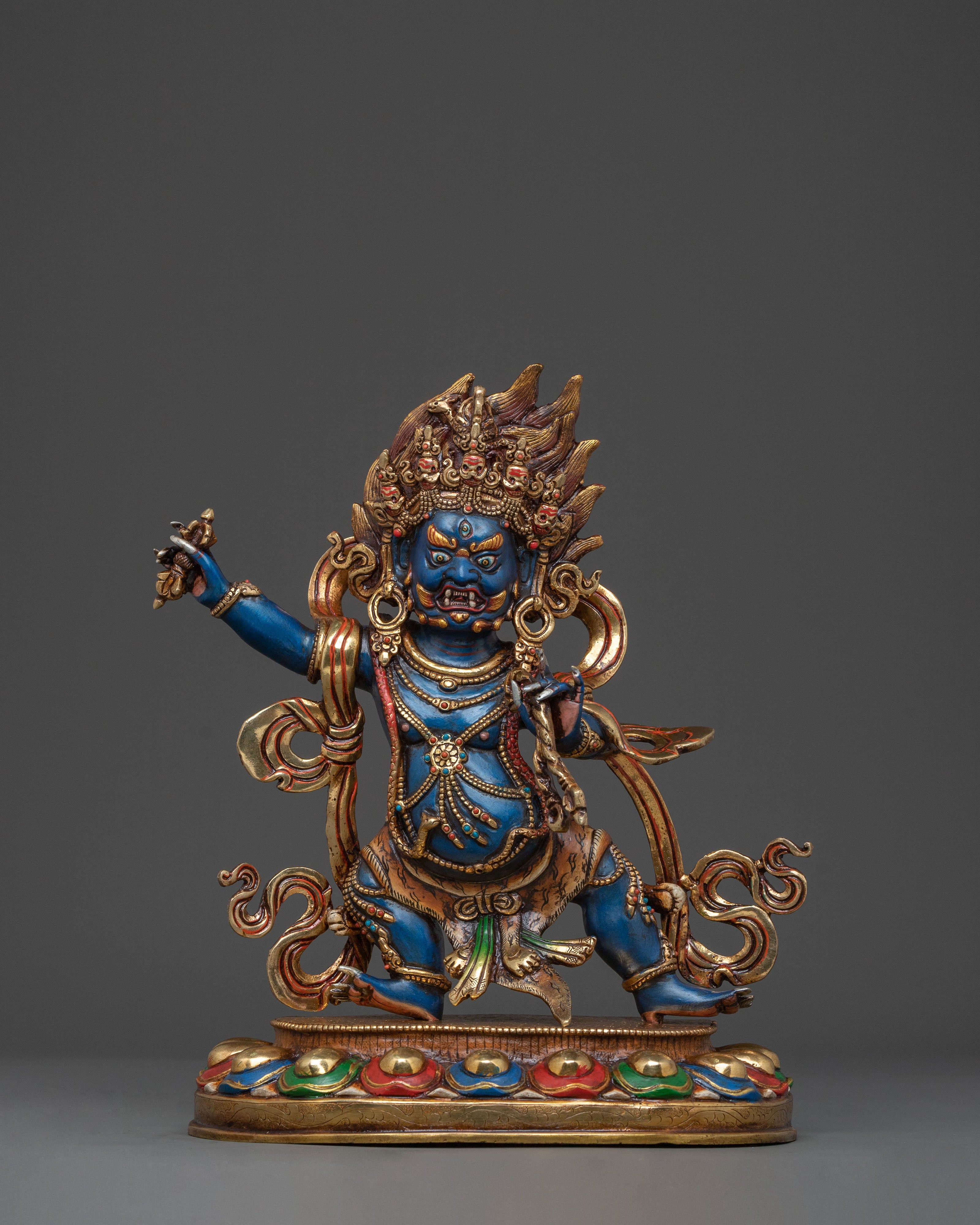 Powerful Vajrapani Spiritual Figurine with Gemstones