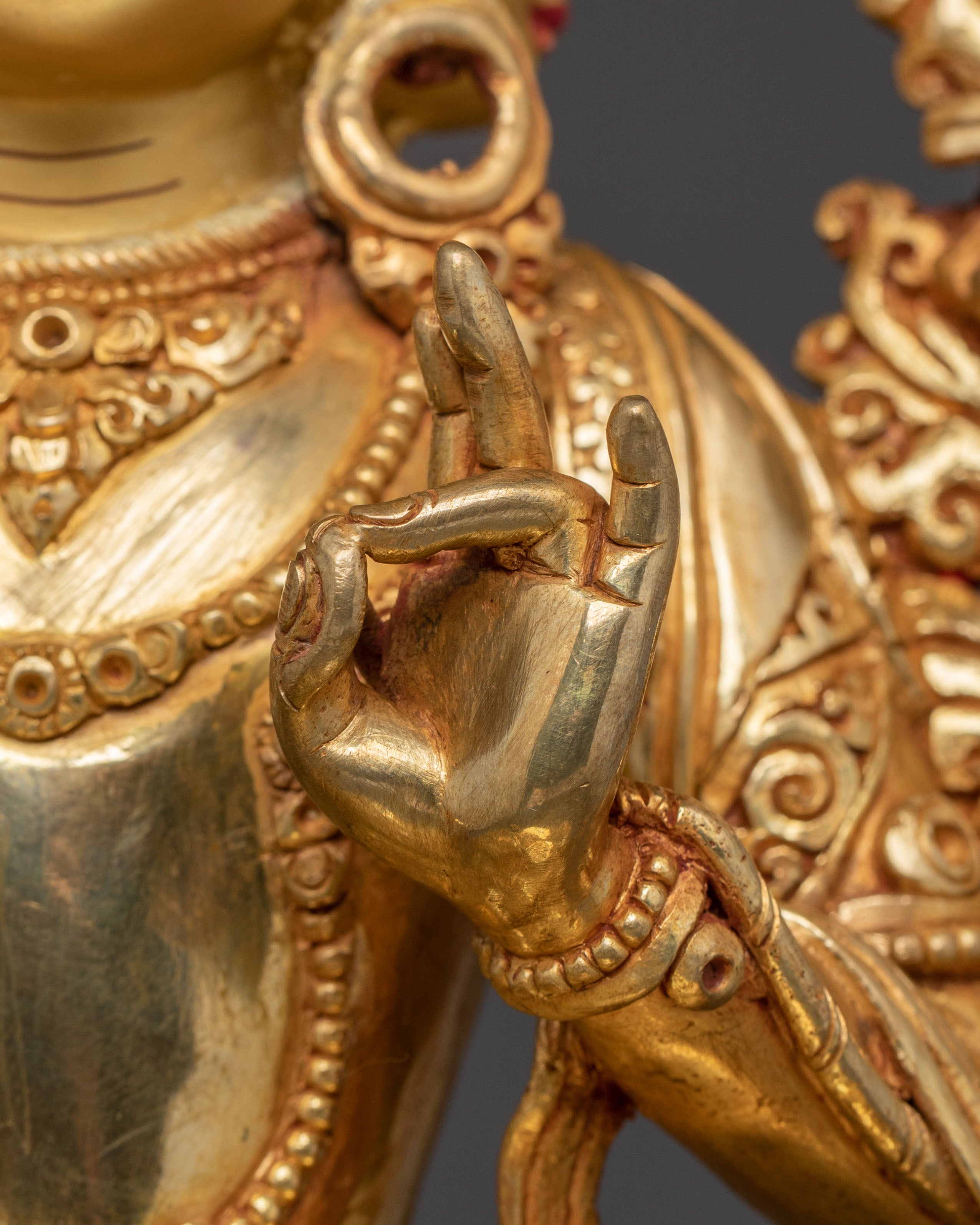 Avalokiteshvara Peaceful Deity Statue – 24K Gilded Copper Statue