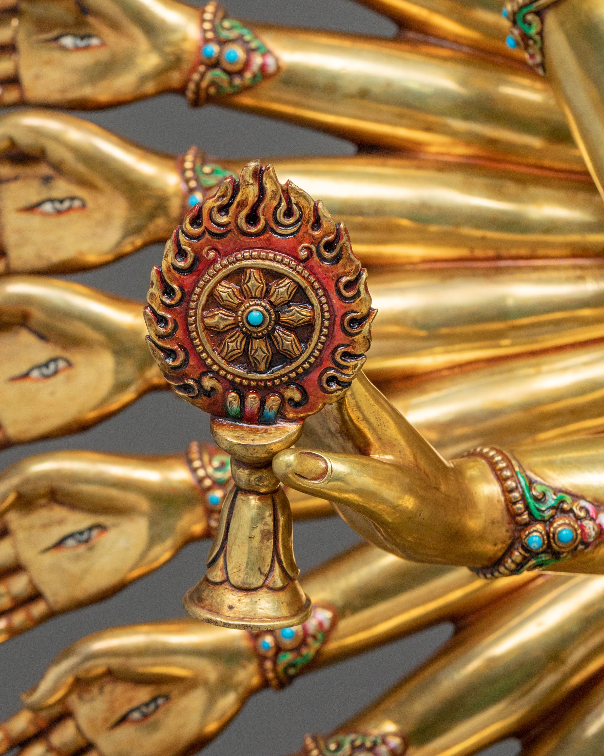 1000 Armed Chenrezig Statue: Radiant 24K Gold Gilded