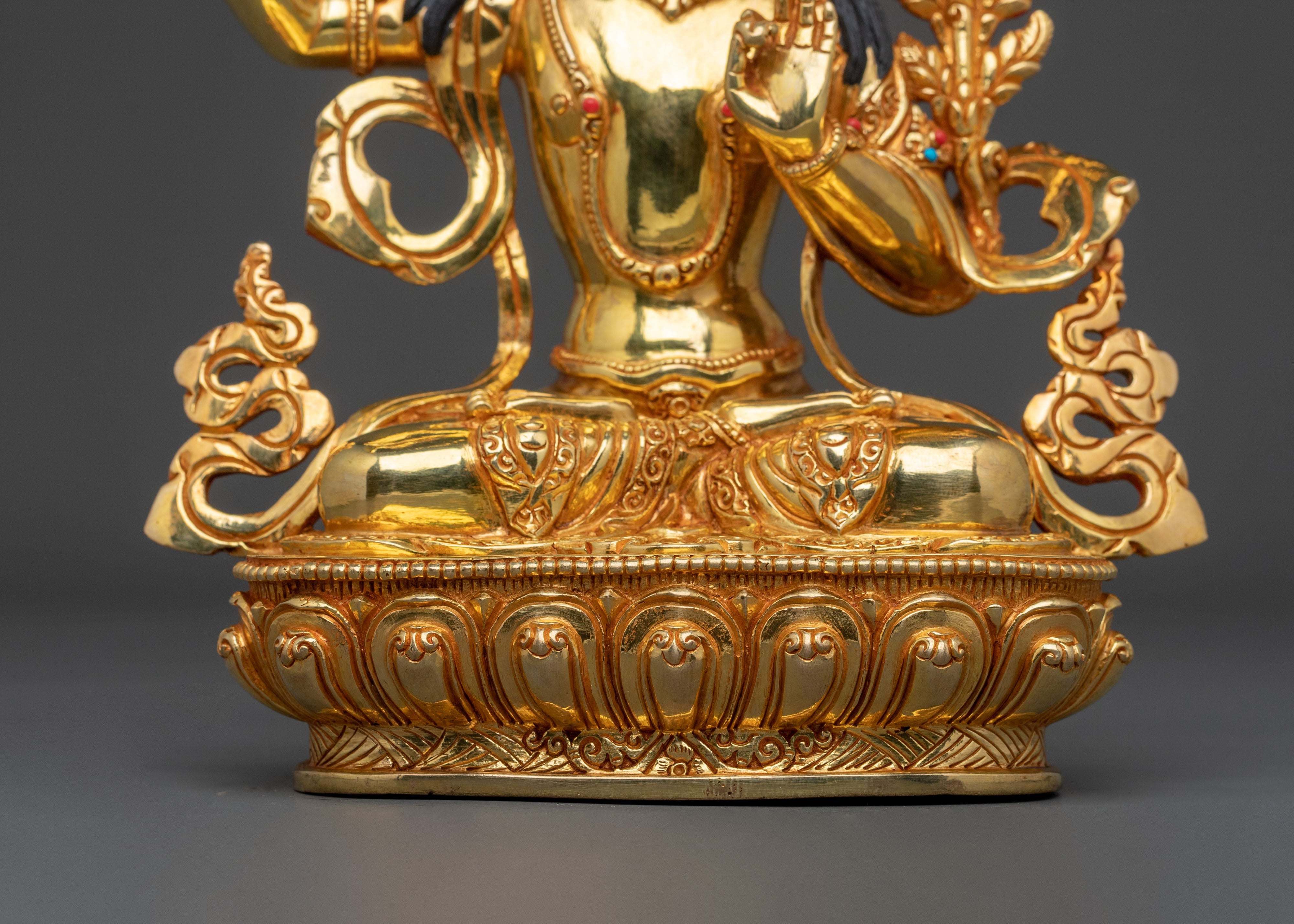 manjughoṣa sacred sculpture with 24K Gold Gilding