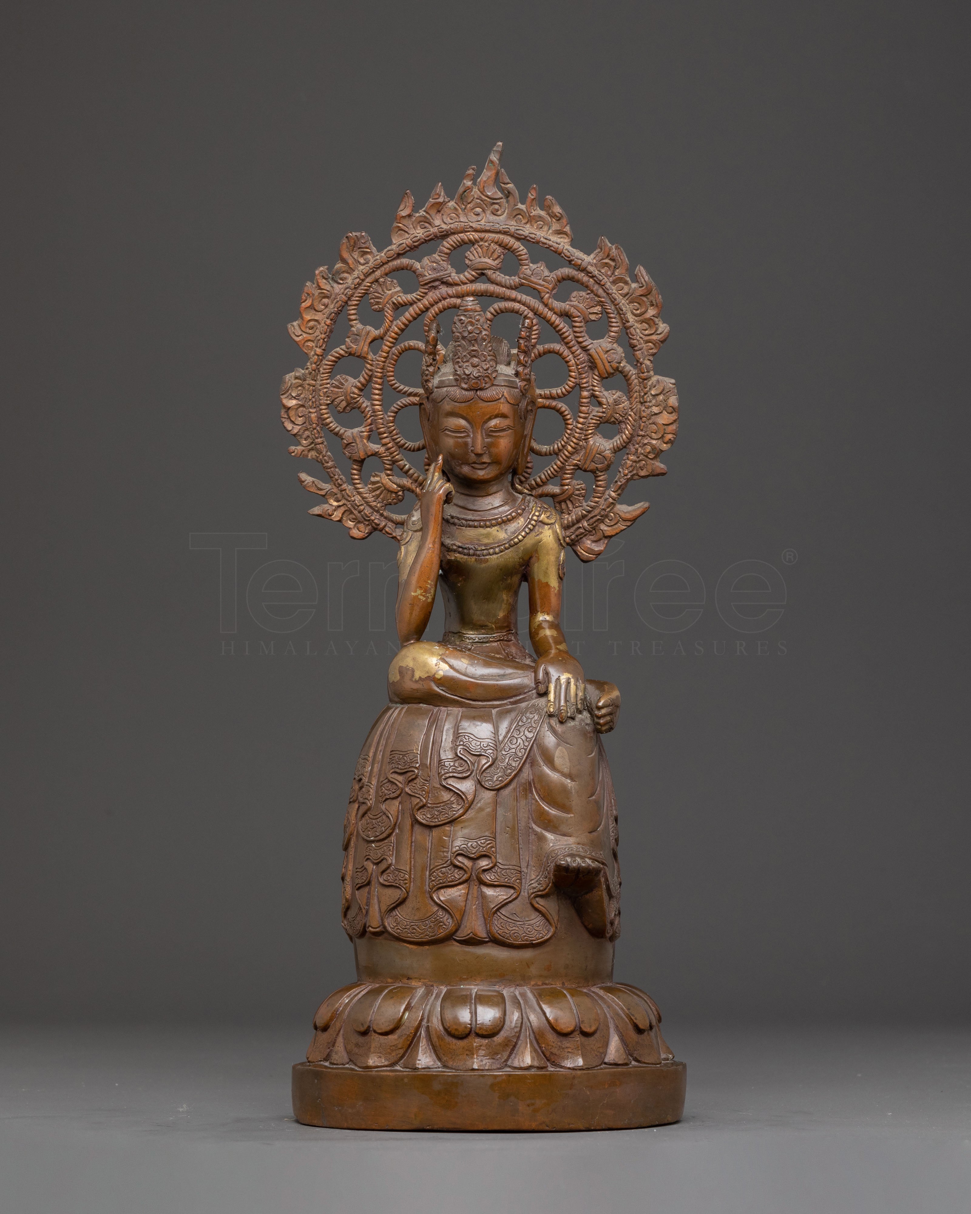 Bodhisattva of Compassion Guan Yin Statue – Oxidized Copper Masterpiece