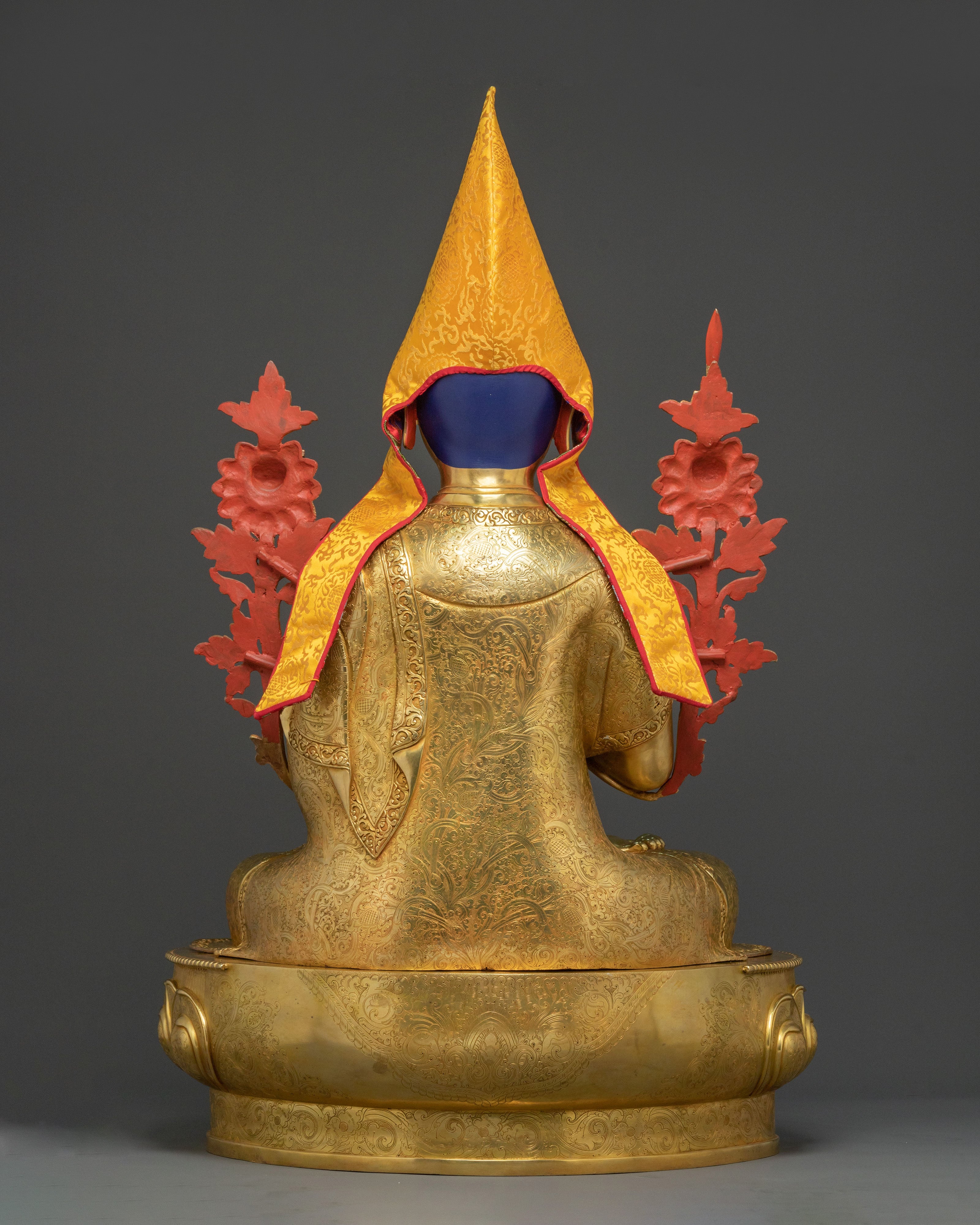 Handmade Tsongkhapa with Disciples Statue Set: Traditional Himalayan Artwork