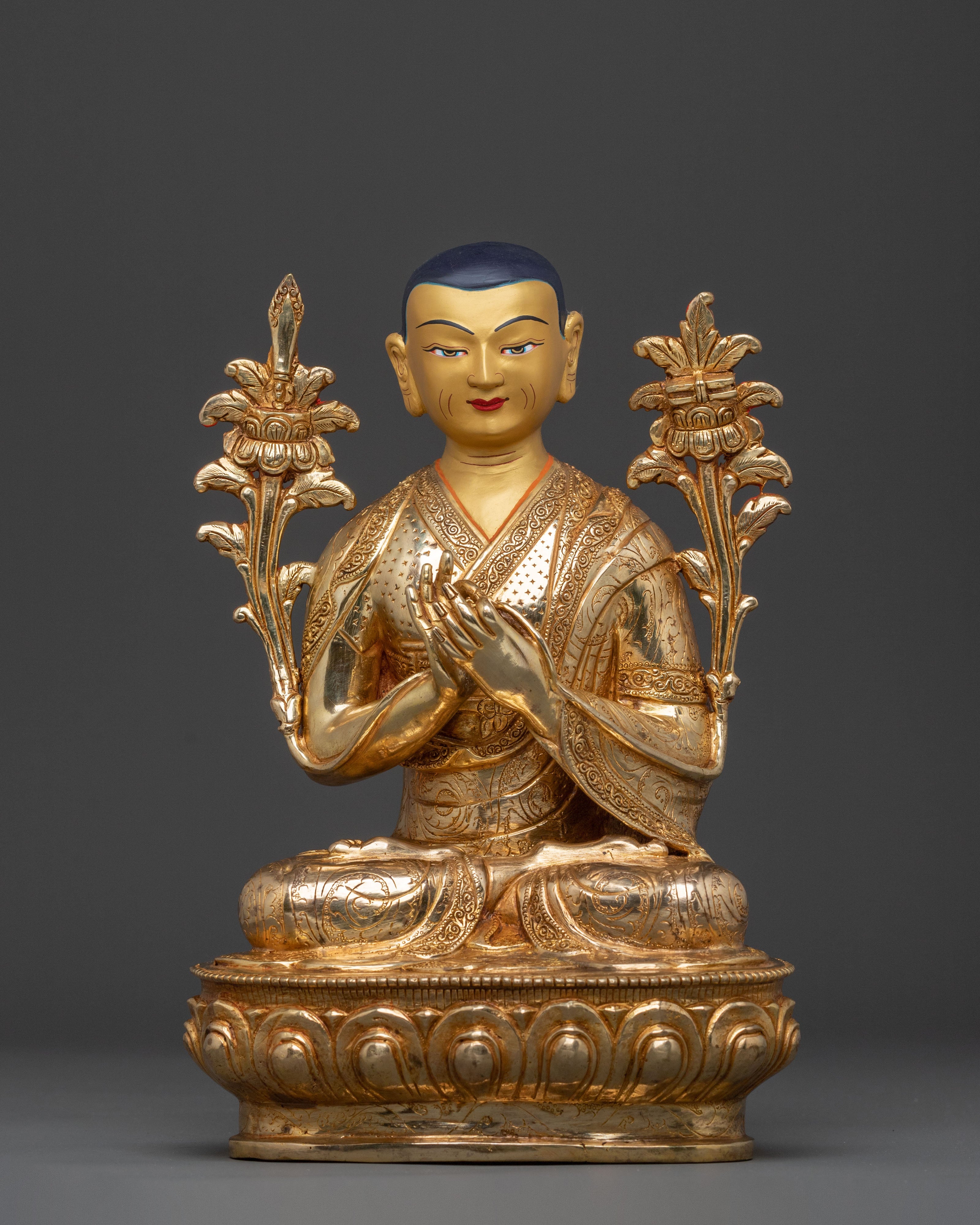 Tsongkhapa Sacred Copper Statue: Hand-Gilded Serenity
