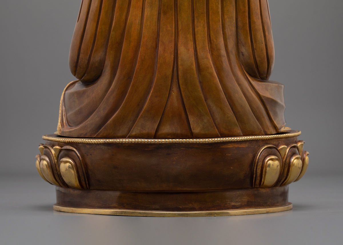Buddhist Master Guru Shapdum Sculpture |  24K Gold Gilded Copper Statue