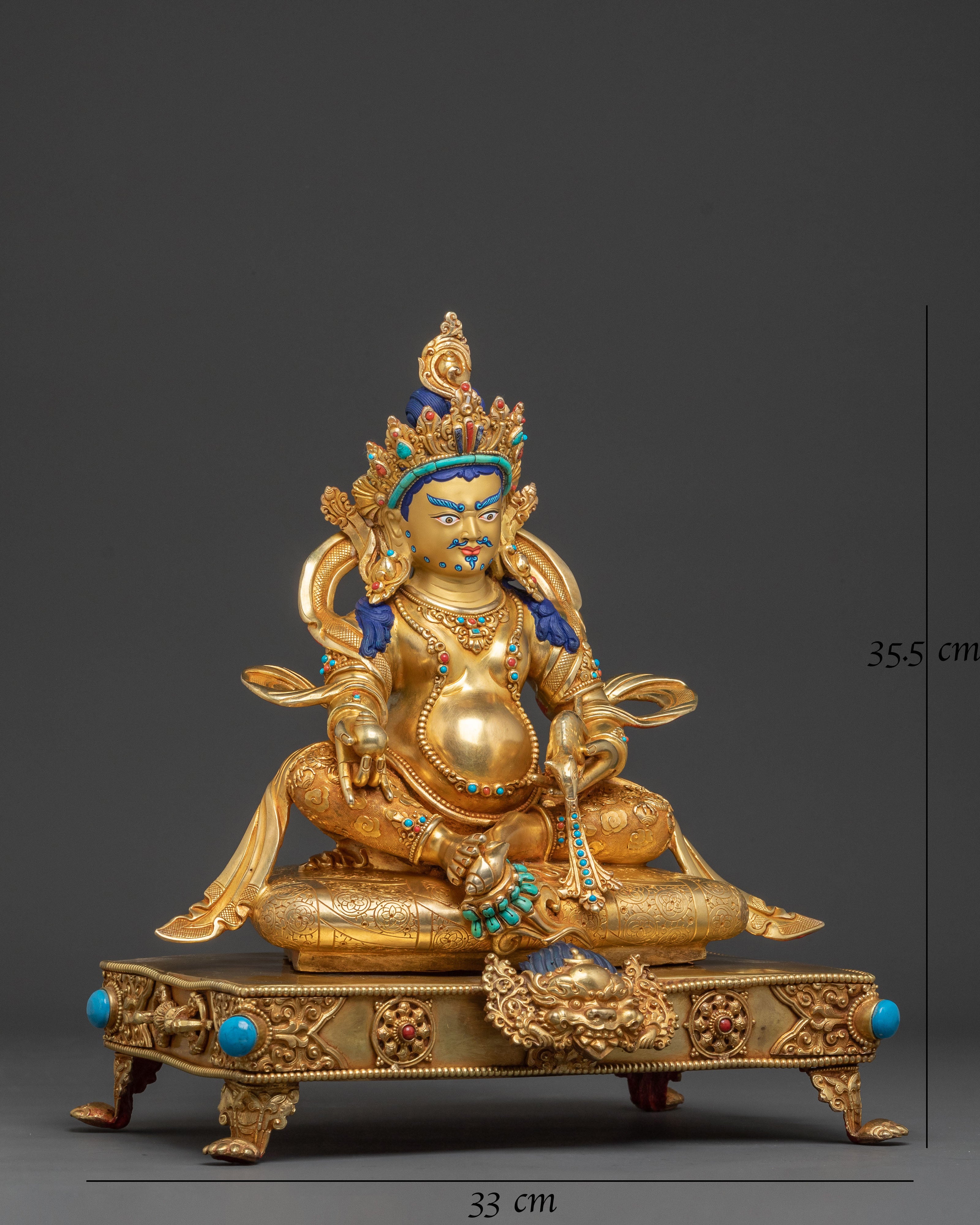 Dzambhala Sculpture on Throne | Buddhist Wealth Deity
