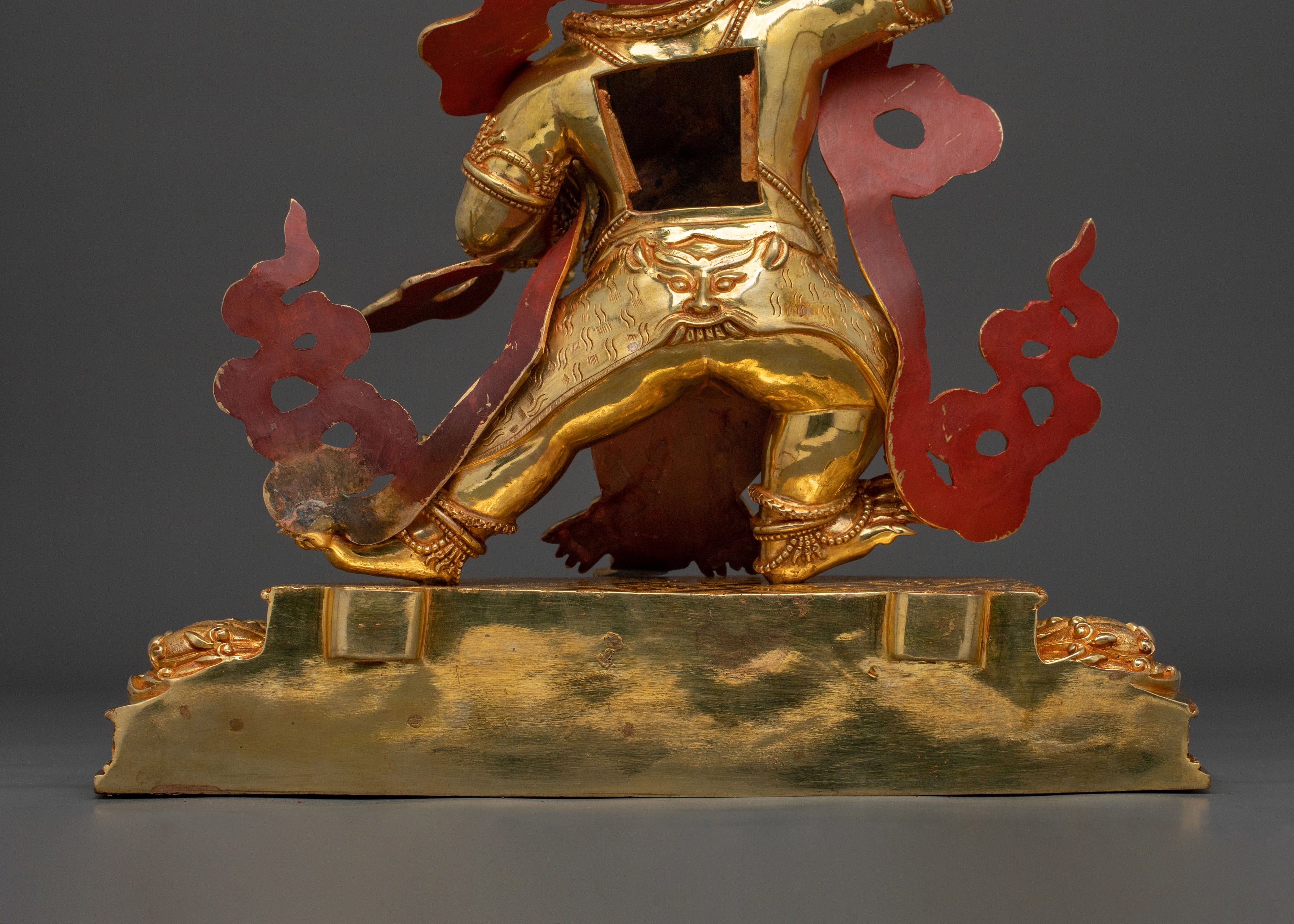 Radiant 24K Gold Gilded Wrathful Vajrapani Buddhist Sculpture