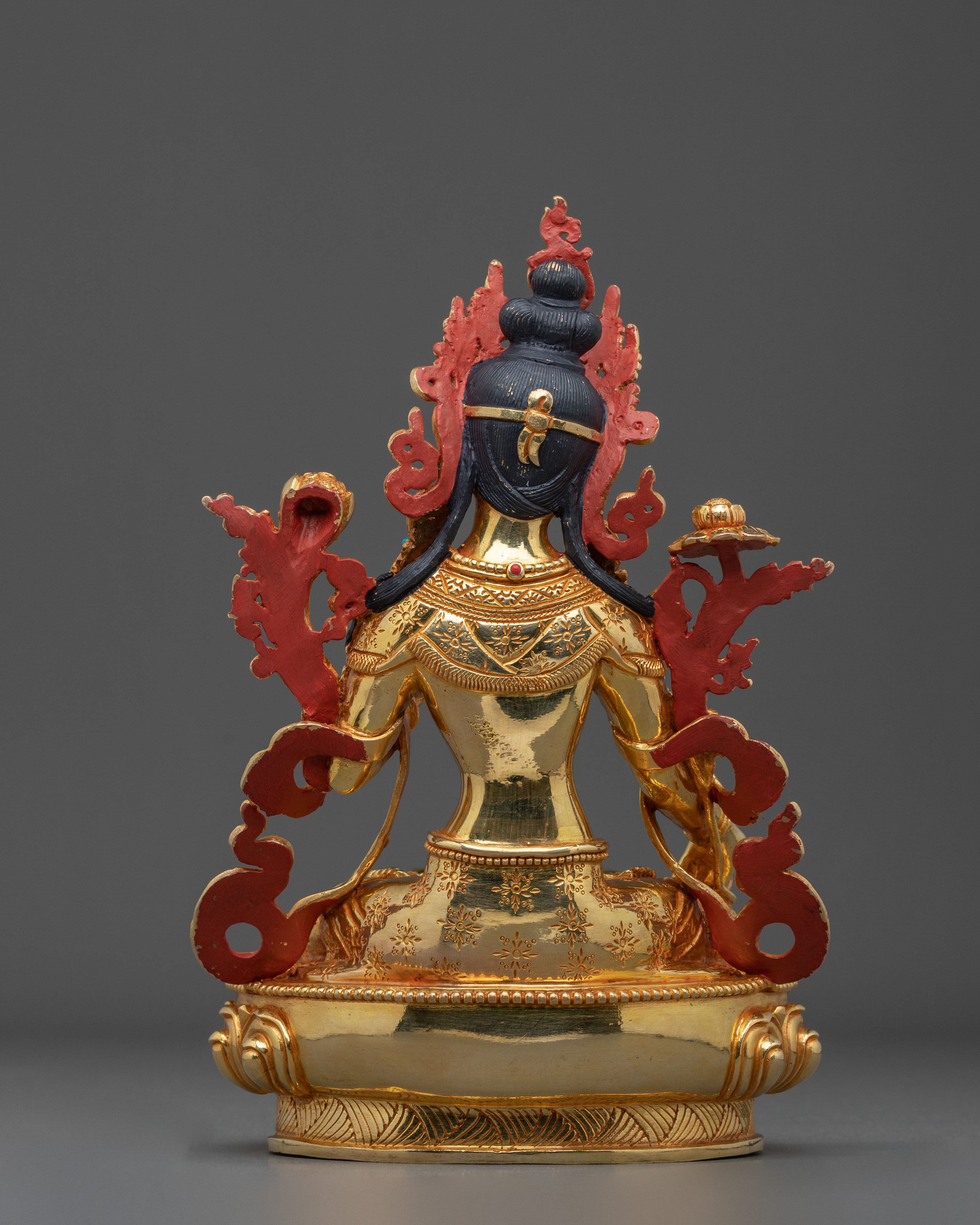 Tibetan White Tara Goddess Sculpture | 24K Gilded Serenity