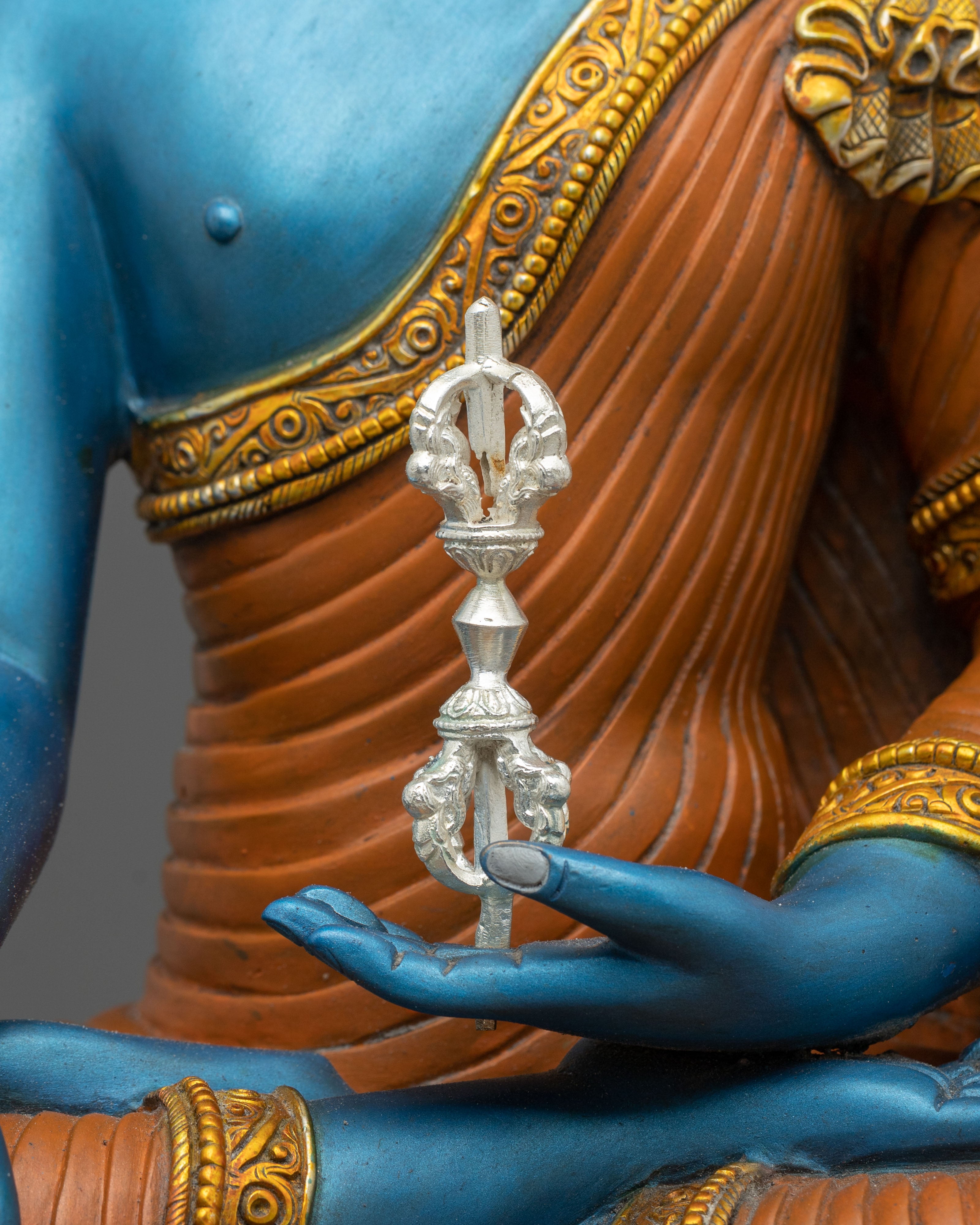 Tibetan Buddhist Mitrugpa Sculpture | Gold Painted Copper Statue