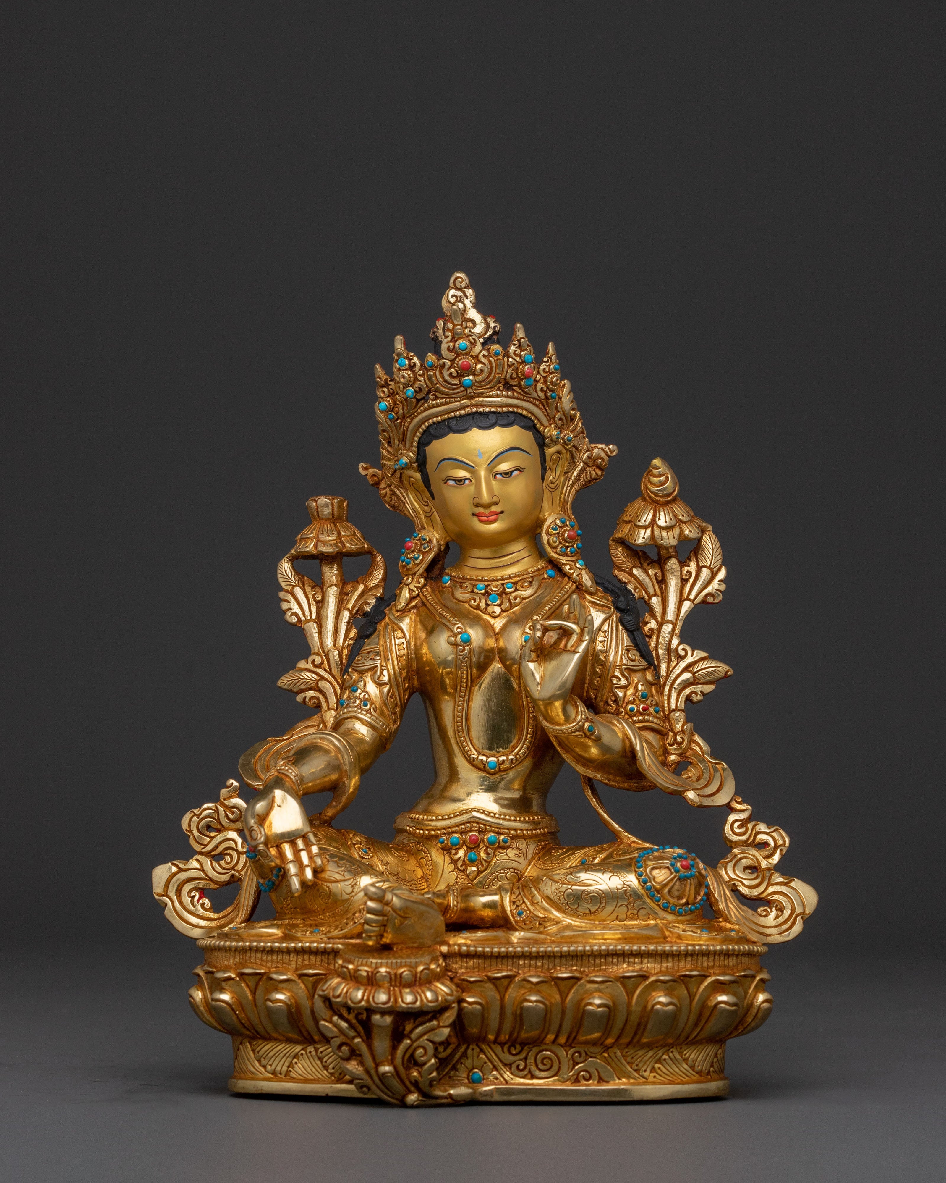 Divine Mother Tara Statue: Hand-Gilded Serenity