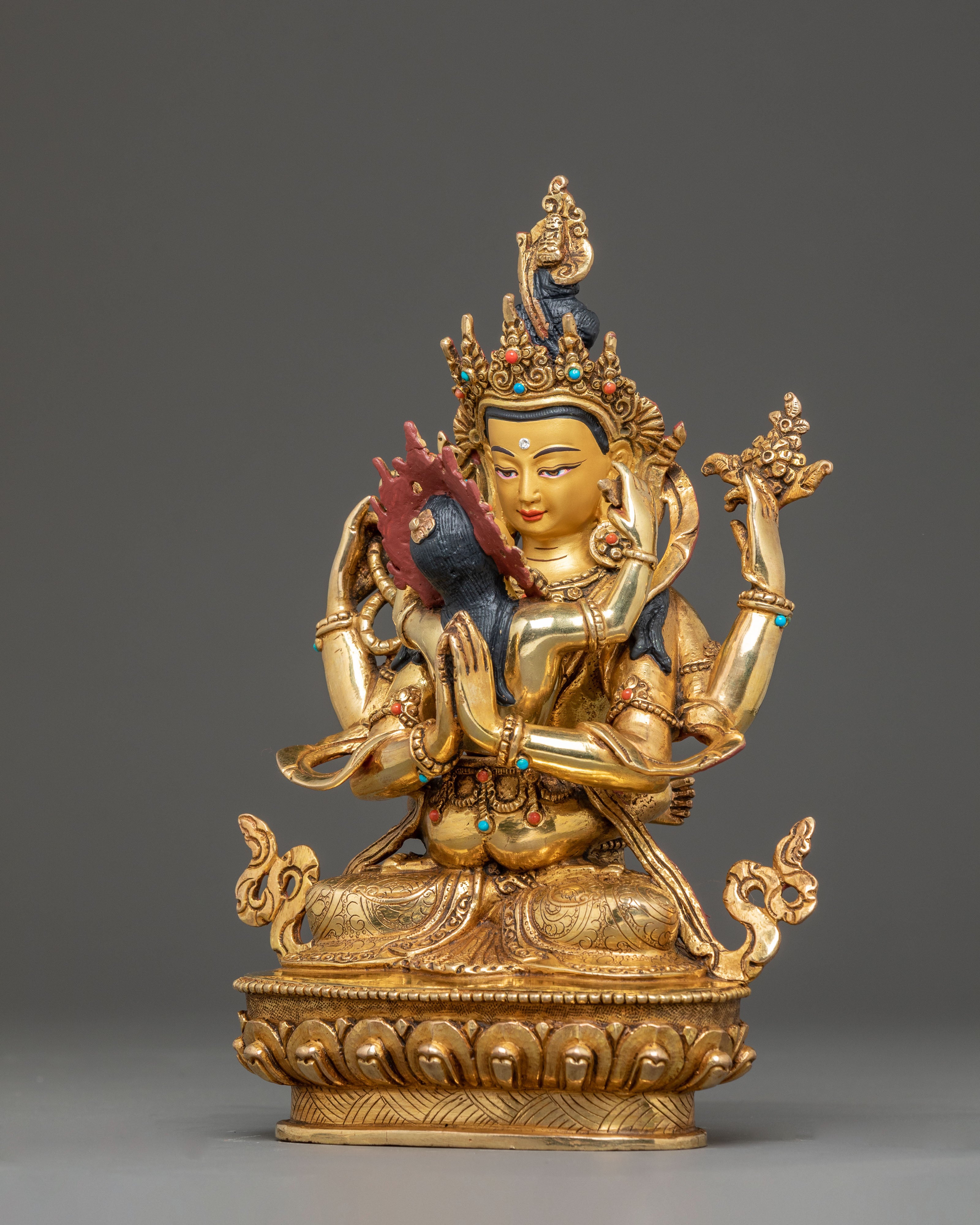 Handmade Avalokiteshvara Golden Statue | Bodhisattva of Compassion