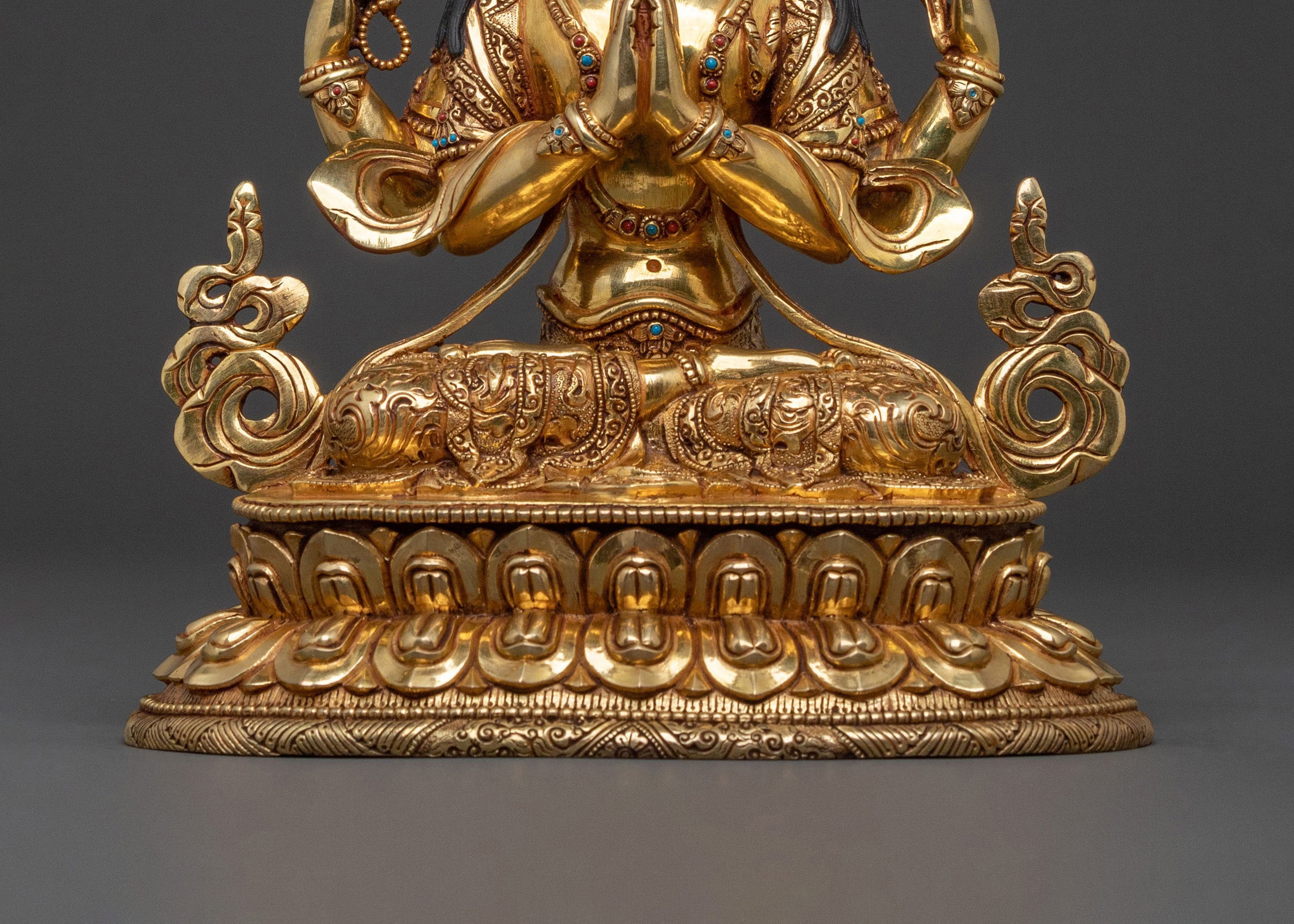 Chenrezig Sacred Statue | 24K Gold Gilded Compassion Deity