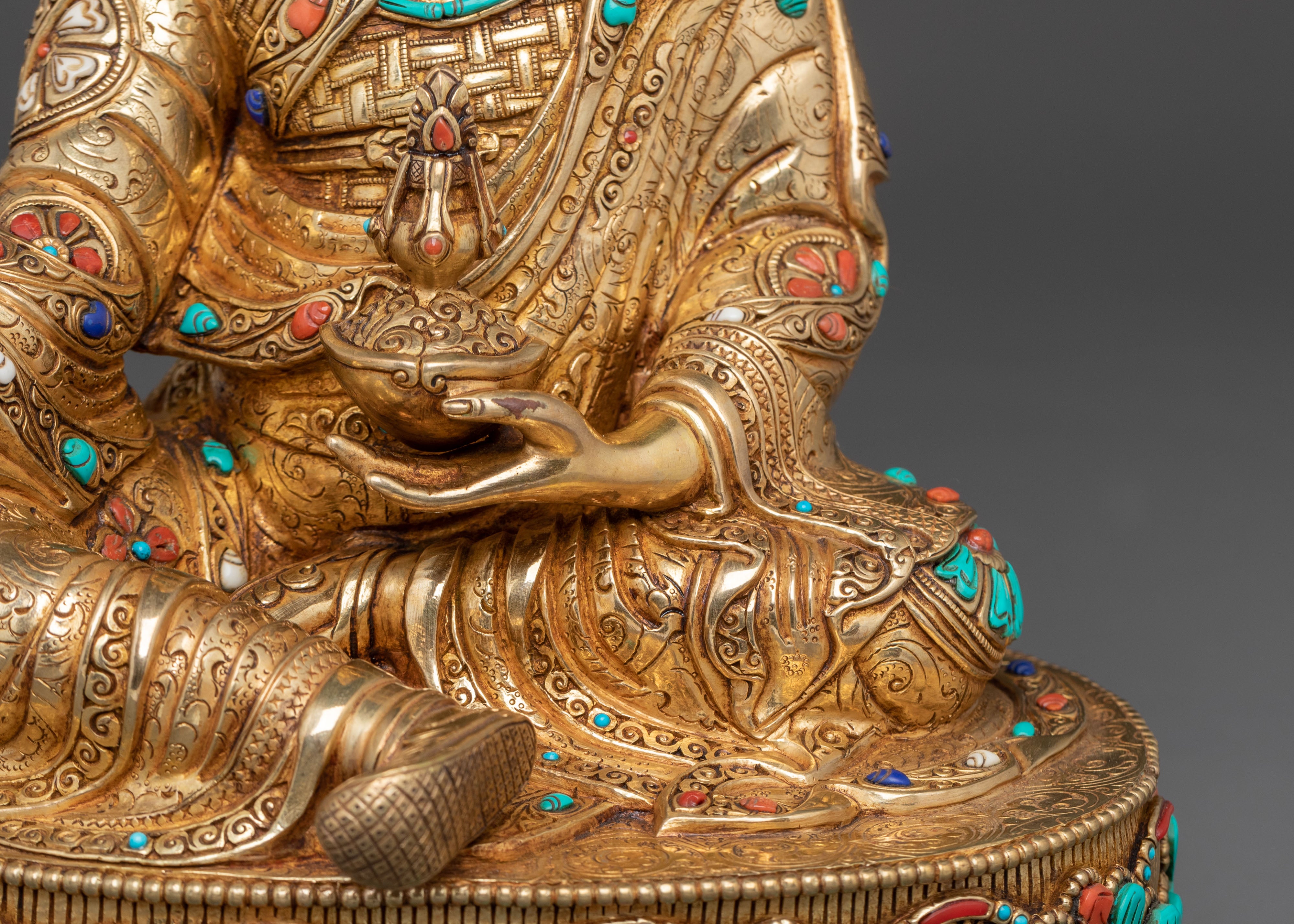 Guru Rinpoche Enlightened Statue: 24K Gold Gilded