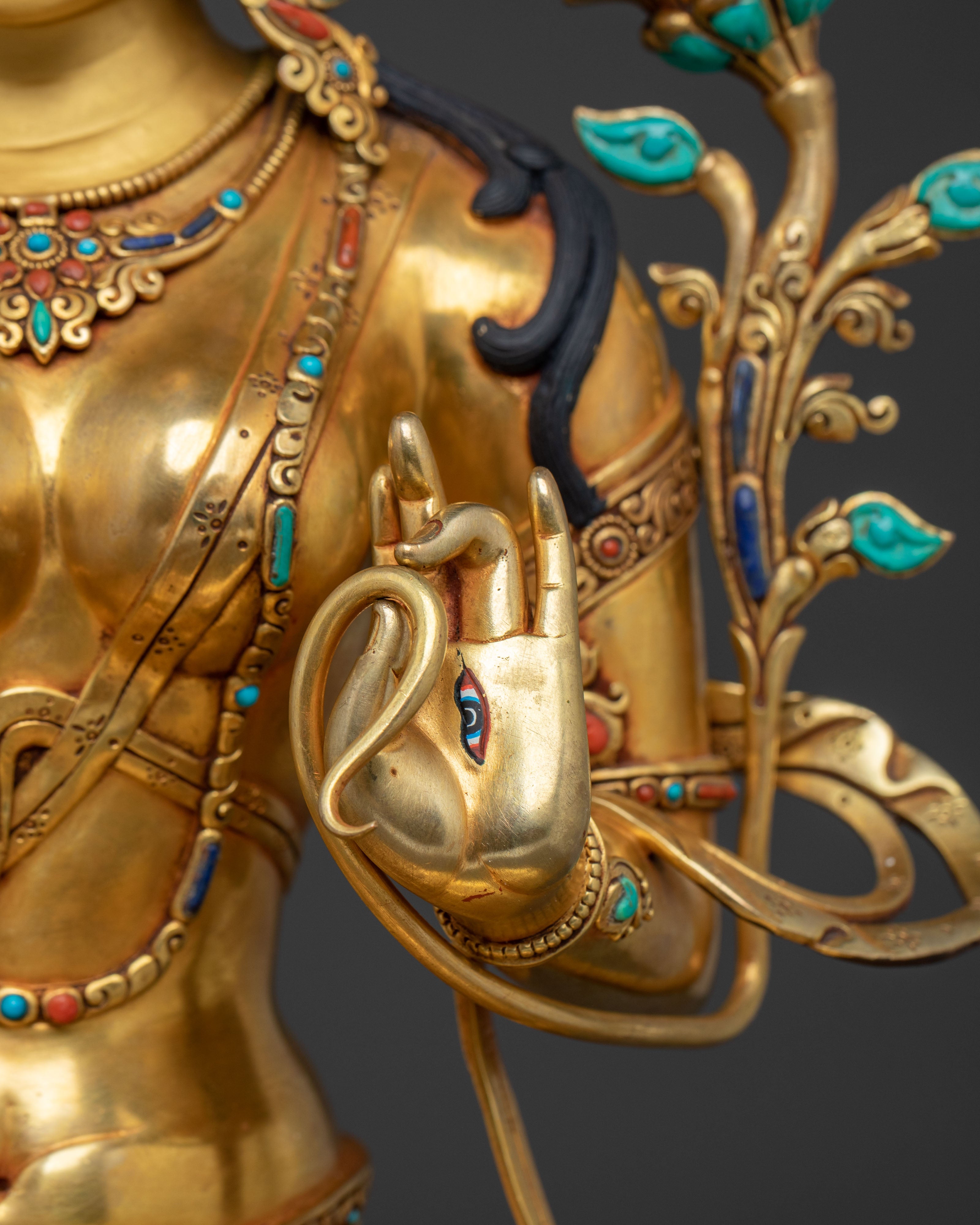 White Tara 24K Gold Gilded Sculpture | Goddess of Compassion