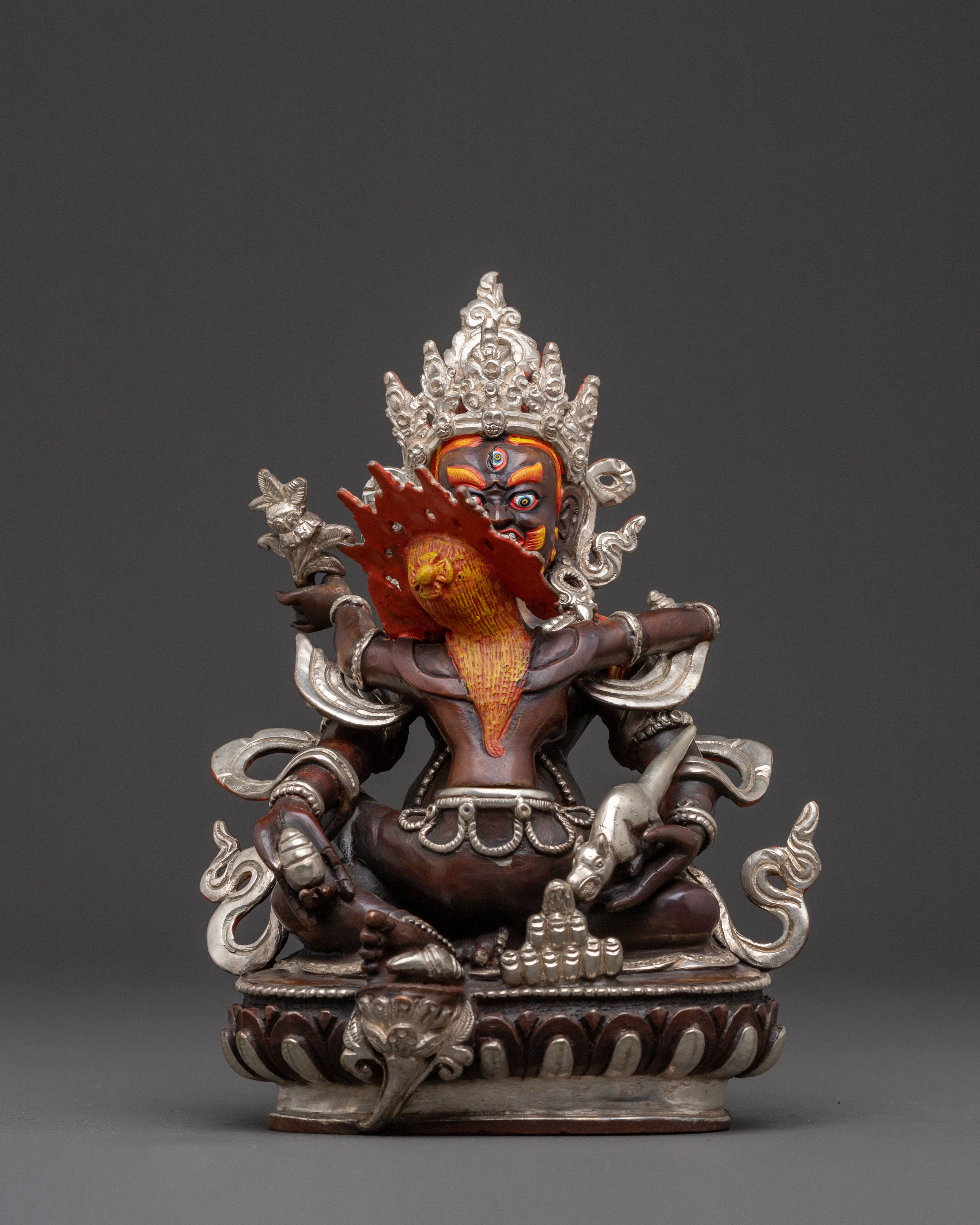 Green Dzambhala Statue: Oxidized Copper Abundance