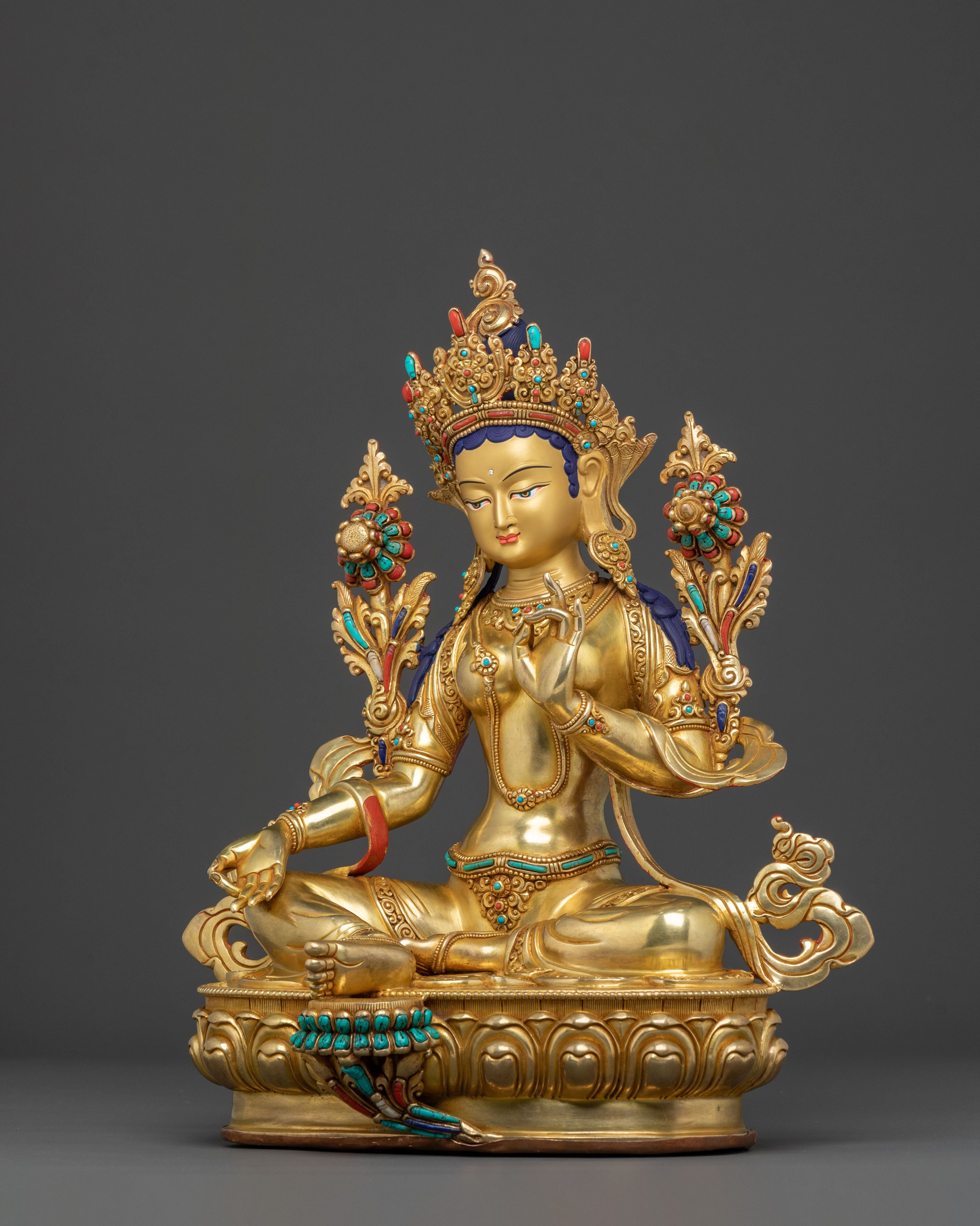 Green Tara Sacred Himalayan Statue | Buddhist Altar Decor