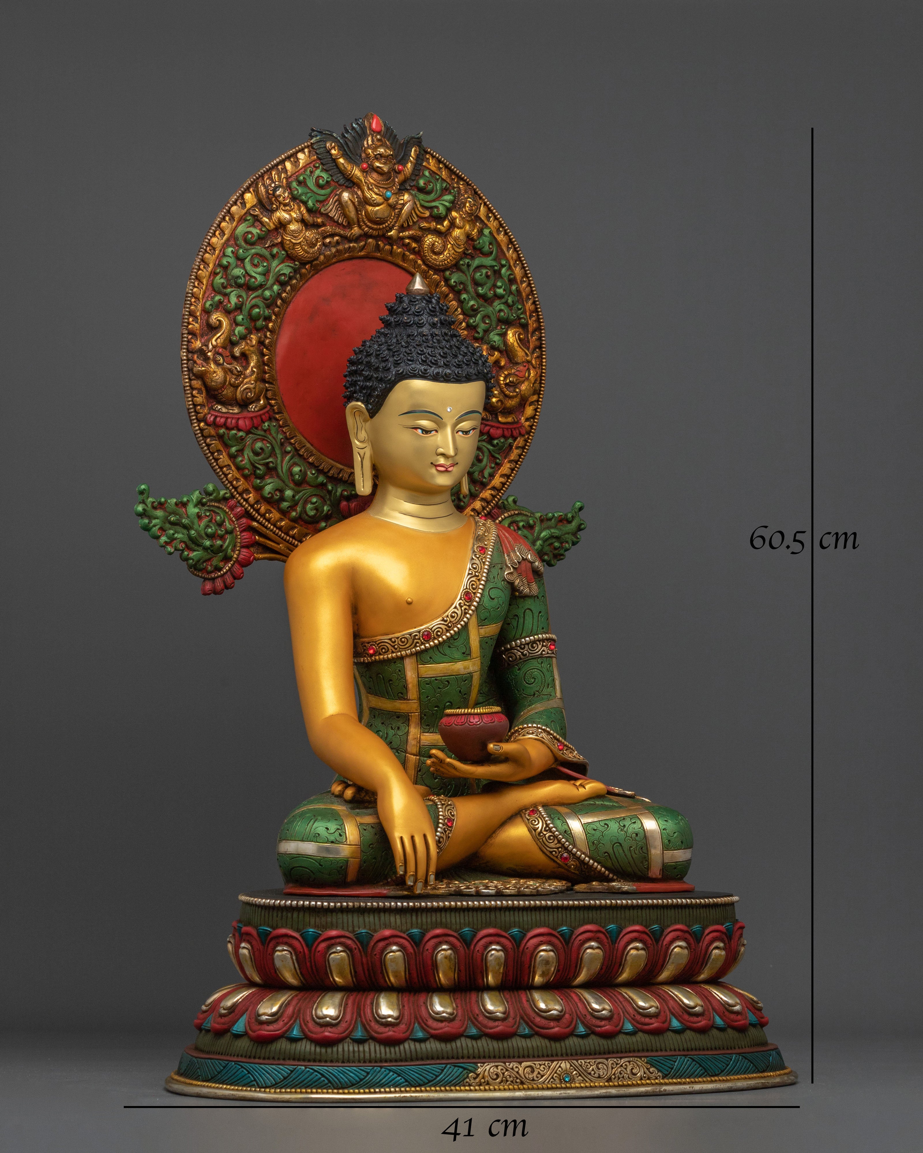 Shakyamuni Buddha Statue: 24K Gold Gilded