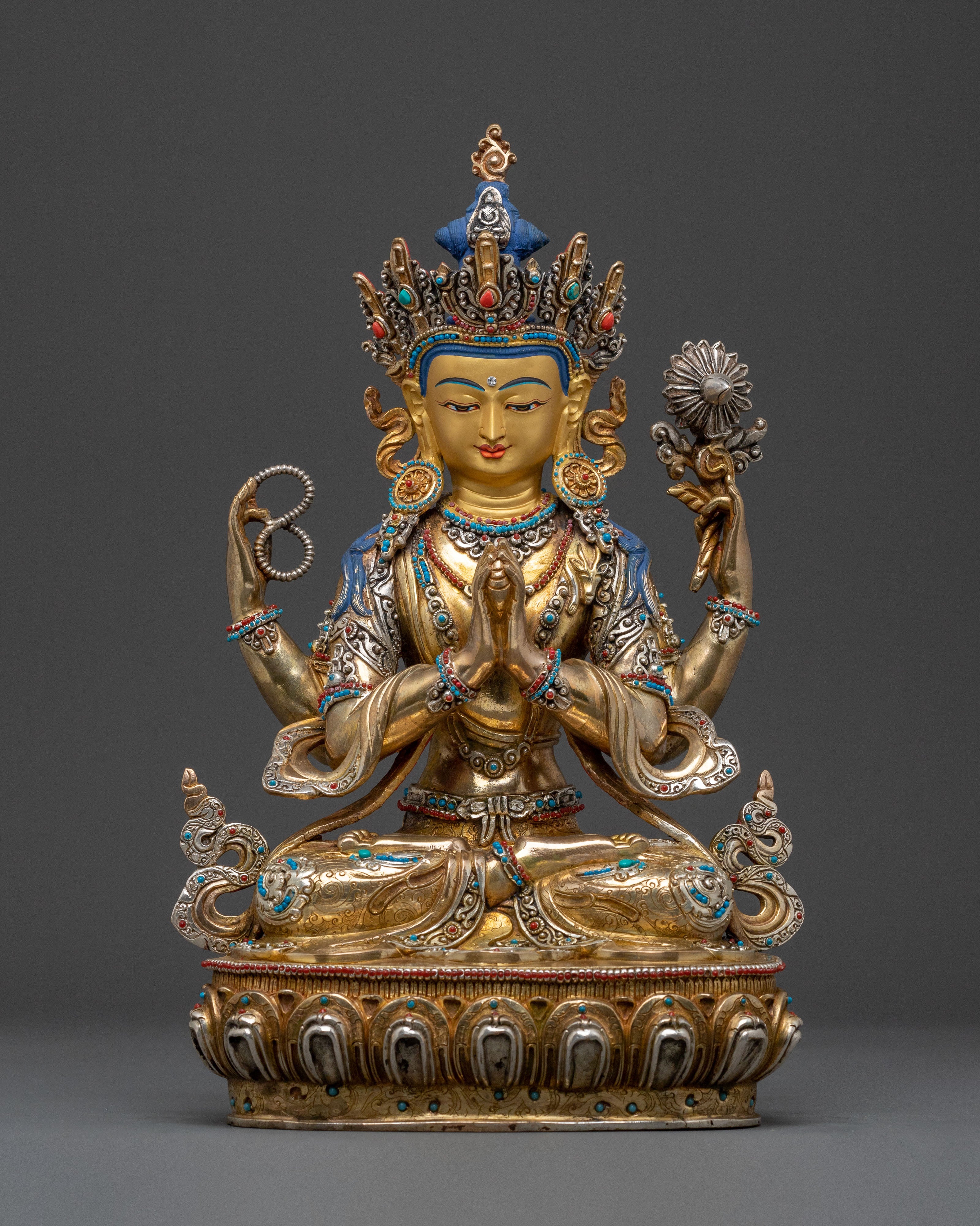 Chenrezig 24K Gold Gilded Traditional Statue