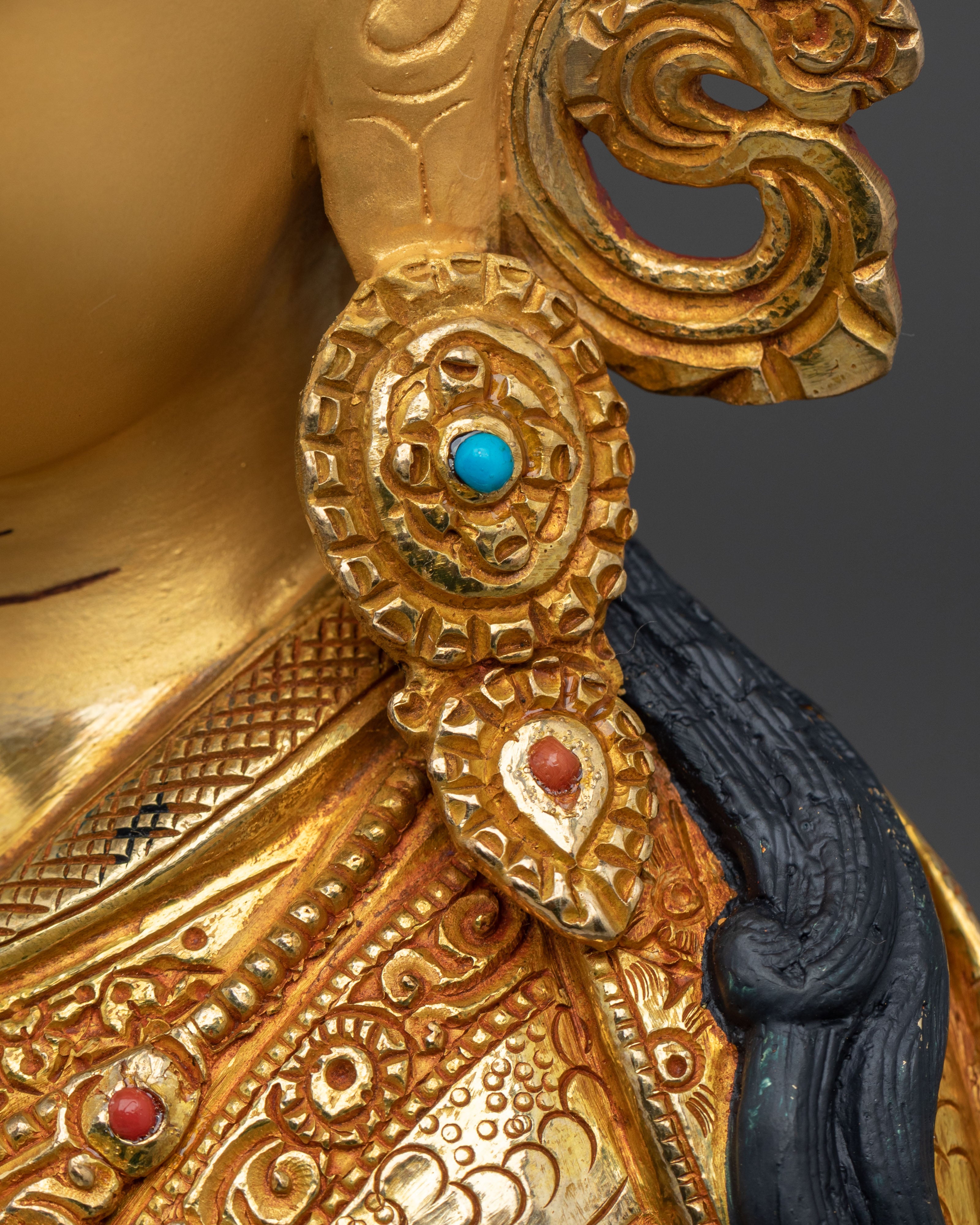 Handmade Guru Rinpoche Sacred Figurine | 24K Gold Gilded