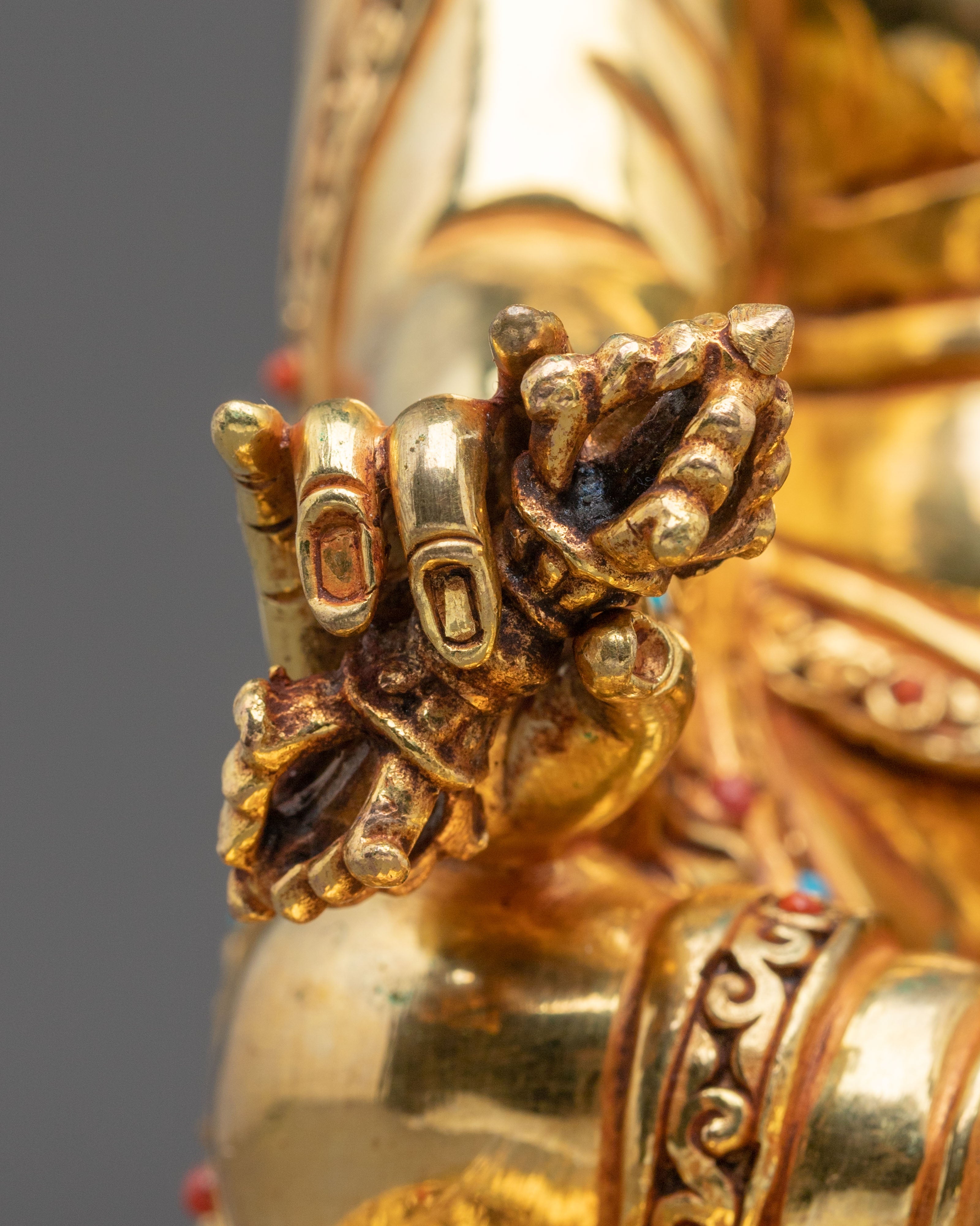 Padmasambhava Sculpture | 24K Gold Gilded Figurine