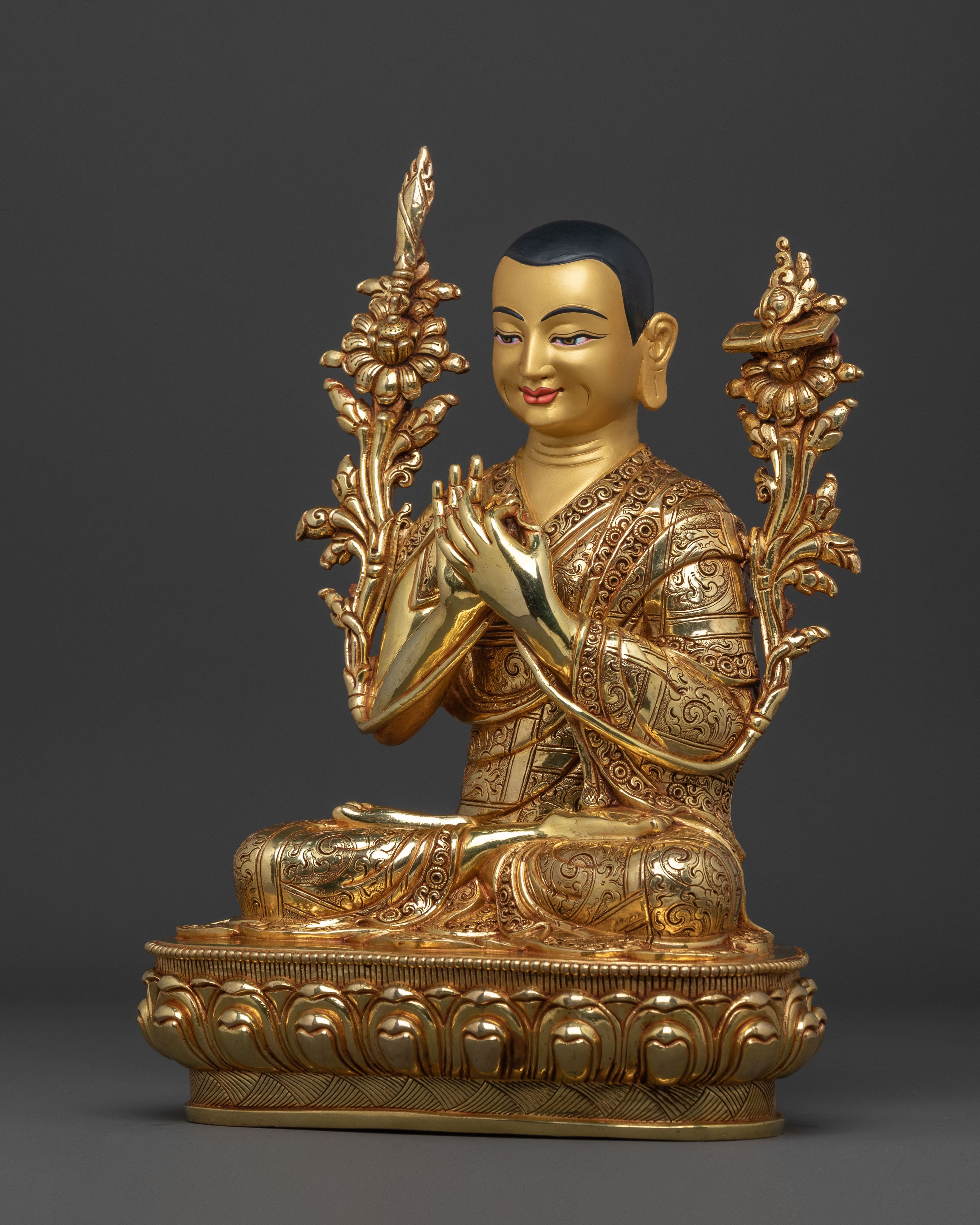 Buddhist Statue Set of Tsongkhapa with Disciples – Gilded Copper Masterpiece