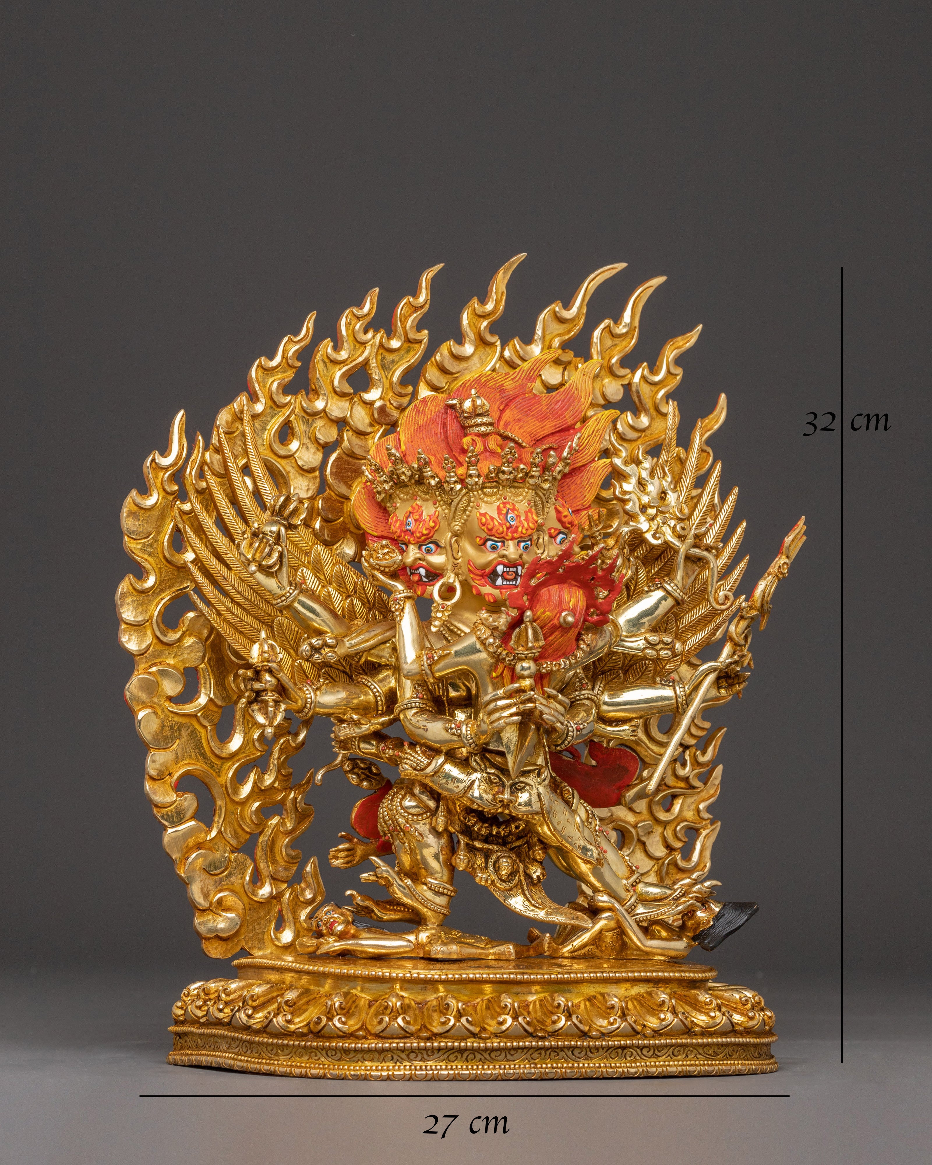 Golden Vajrakilaya Handcrafted Statue | Wrathful Deity Artwork