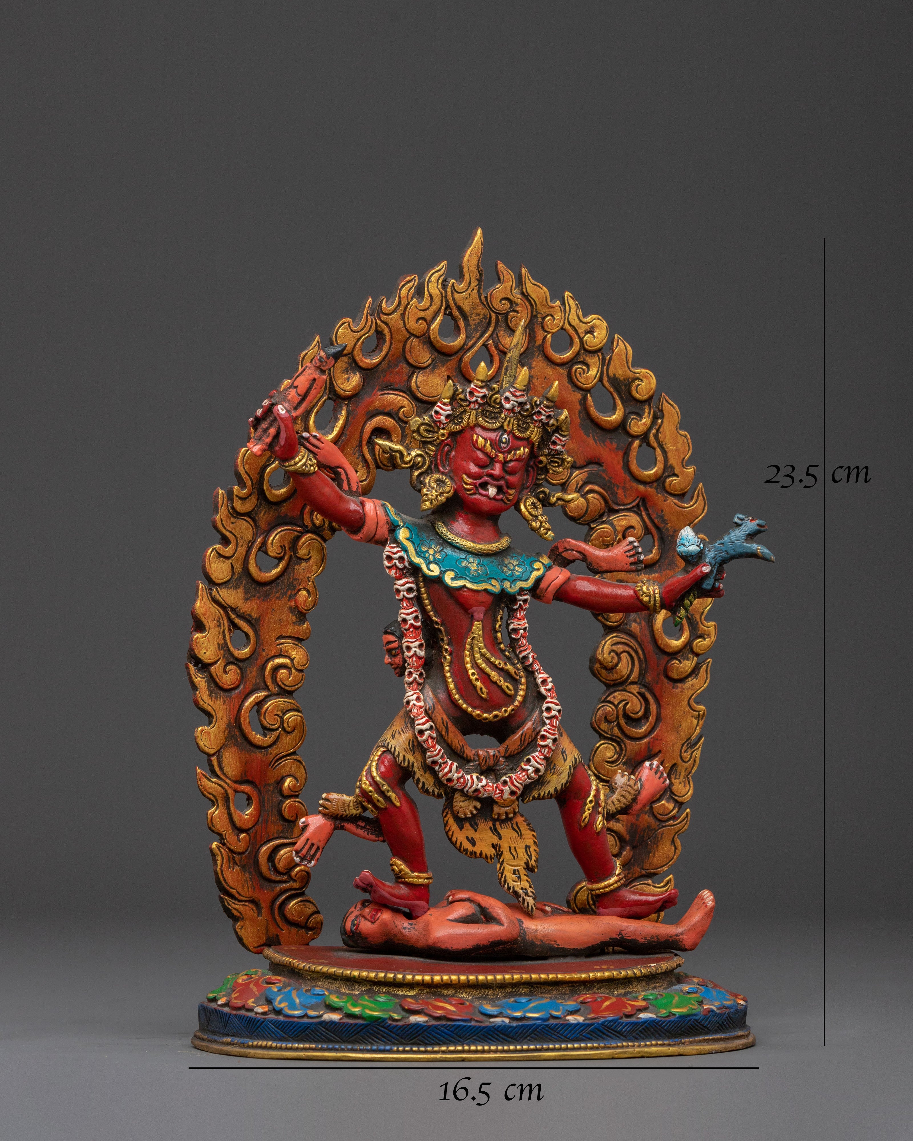 Ekajati Statue: Gold & Acrylic Painted Devotional Figurine
