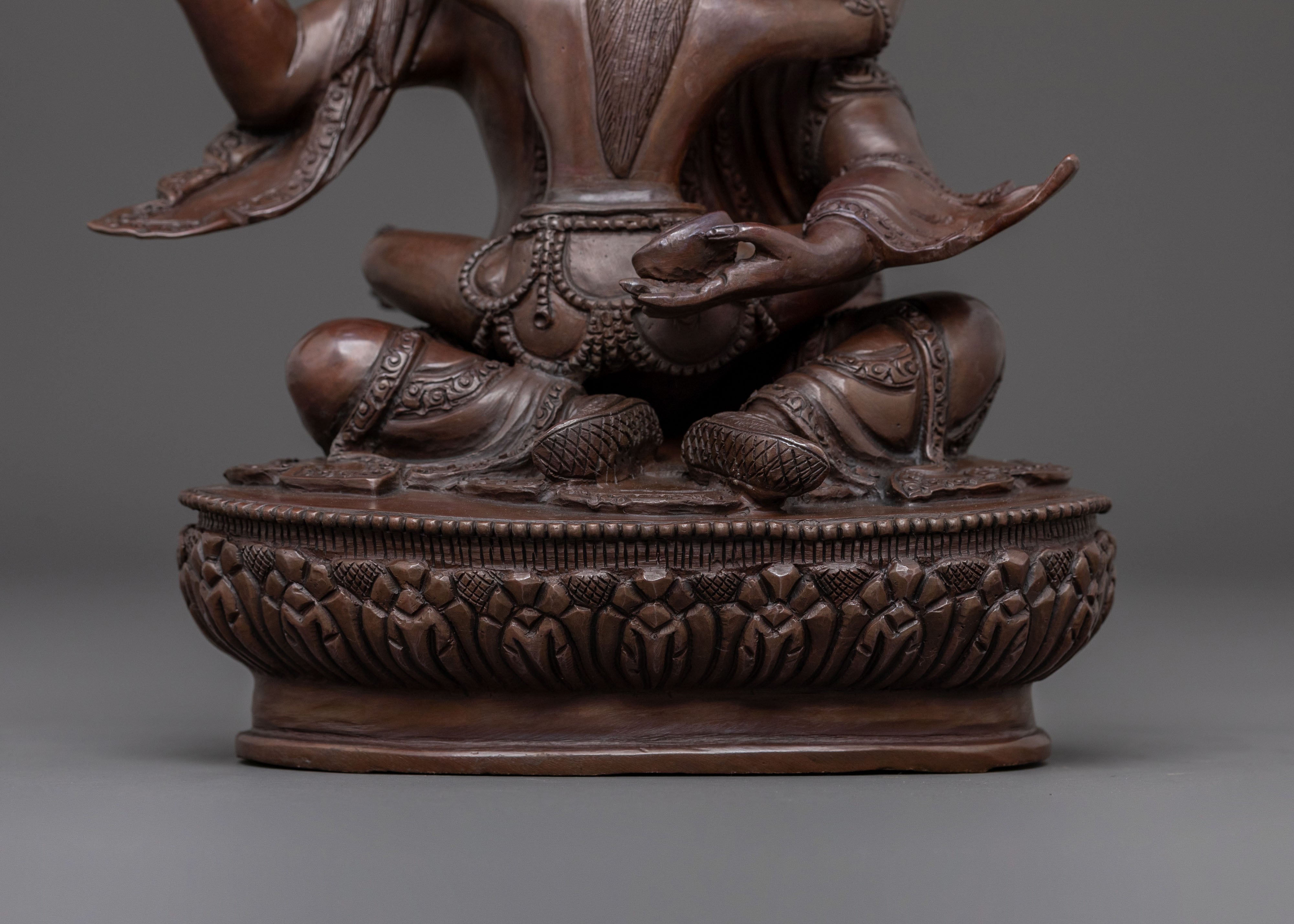 Padmasambhava Sacred Sculpture: Oxidized Copper Art