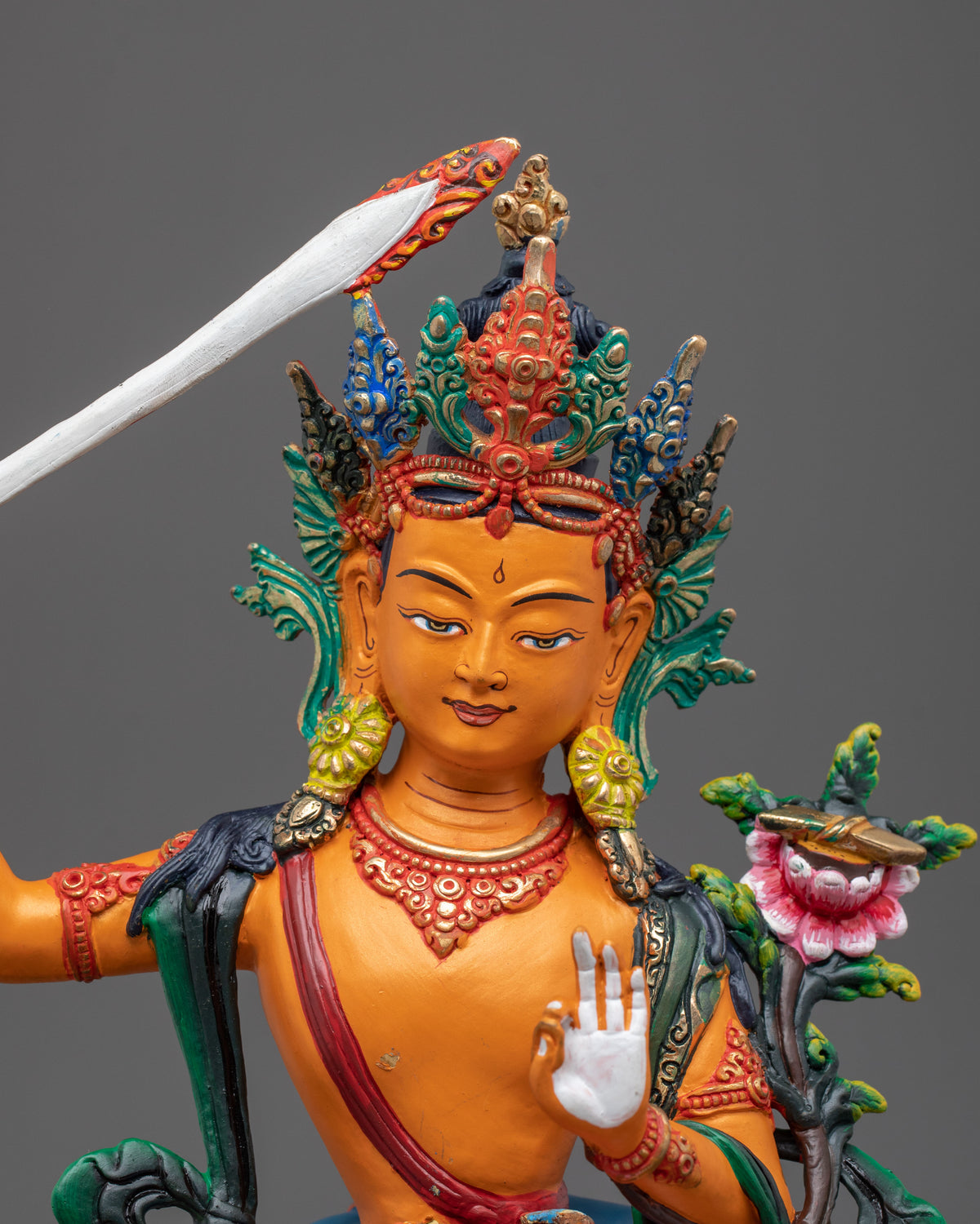 Manjushri Statue With Consort | Copper Figurine