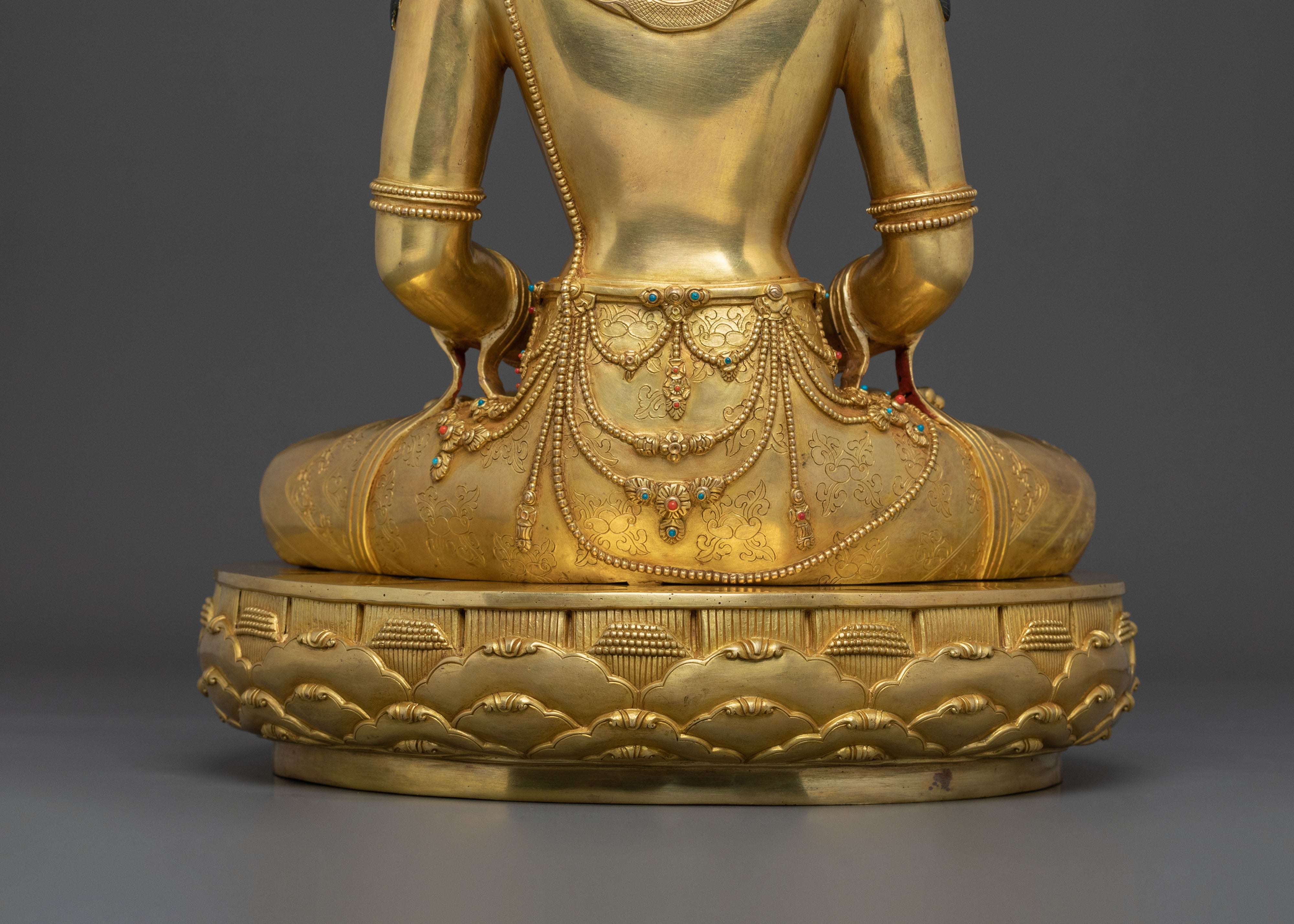 Crown Amitabha Buddha 24K Gold Gilded Statue