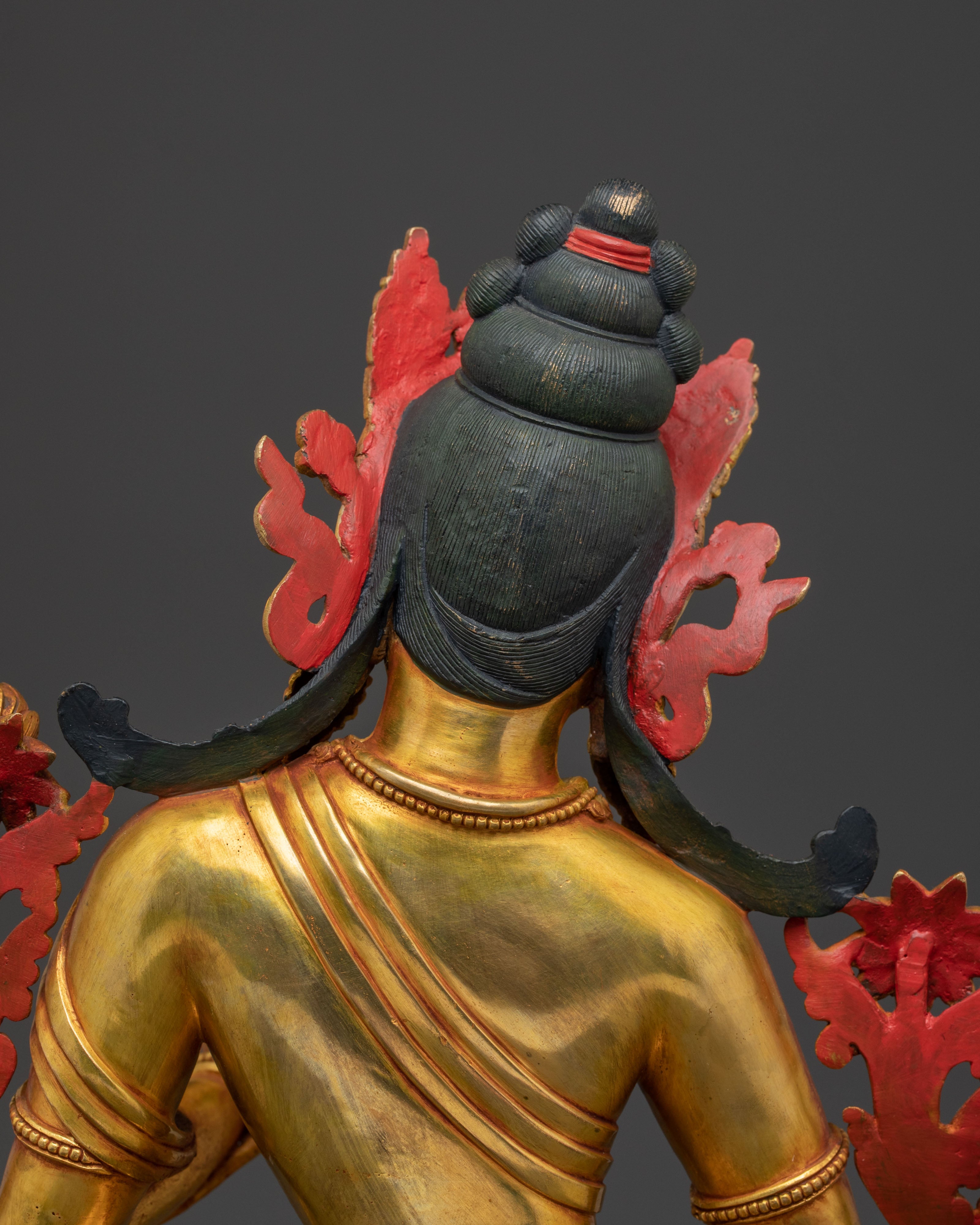 Victorious Green Tara Statue | 24k Gold Gilded Statue