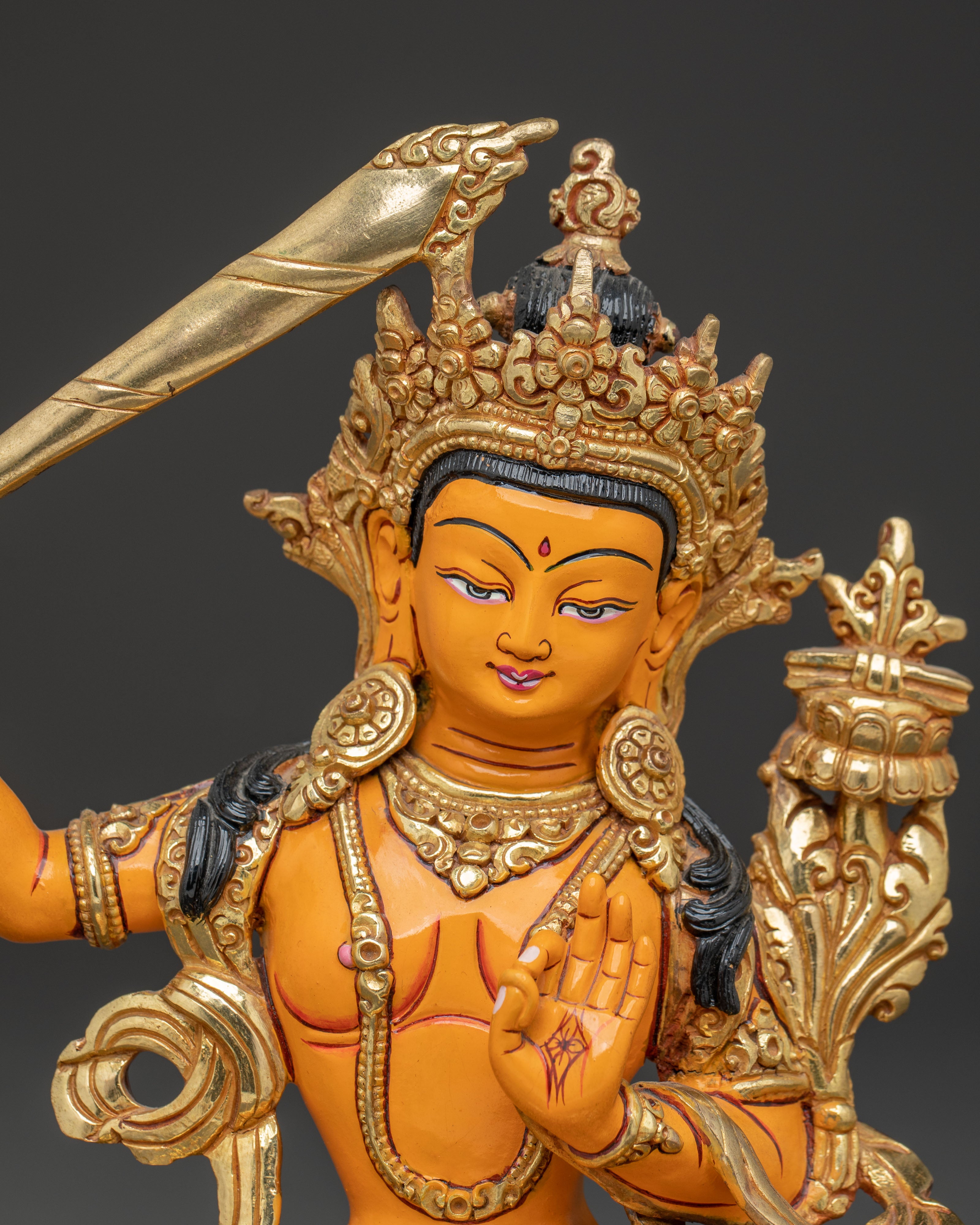 Himalayan Handcrafted Manjushri Statue | Tibetan Buddhist Art