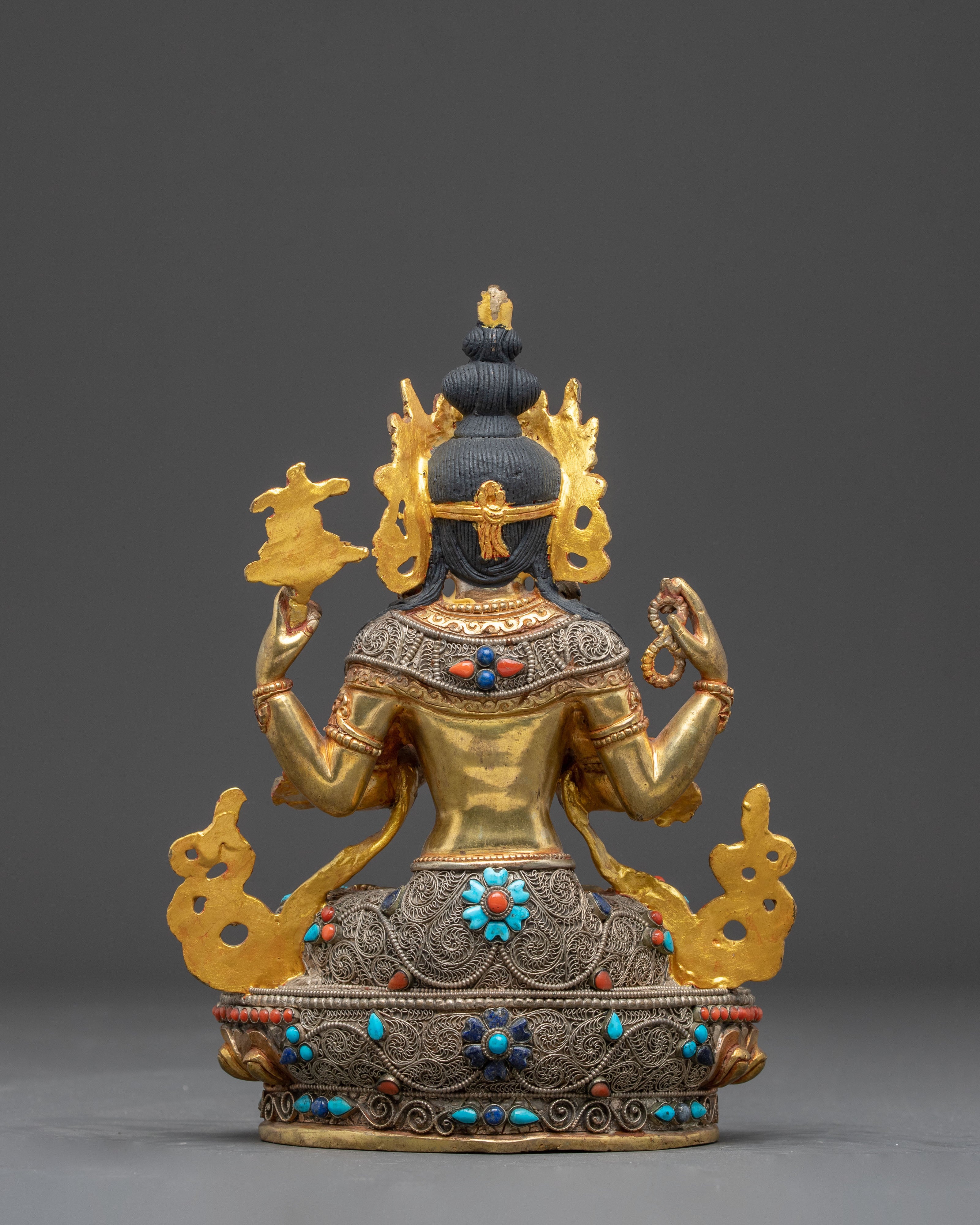 Golden Avalokiteshvara Handcrafted Statue | Meditation & Altar Decor