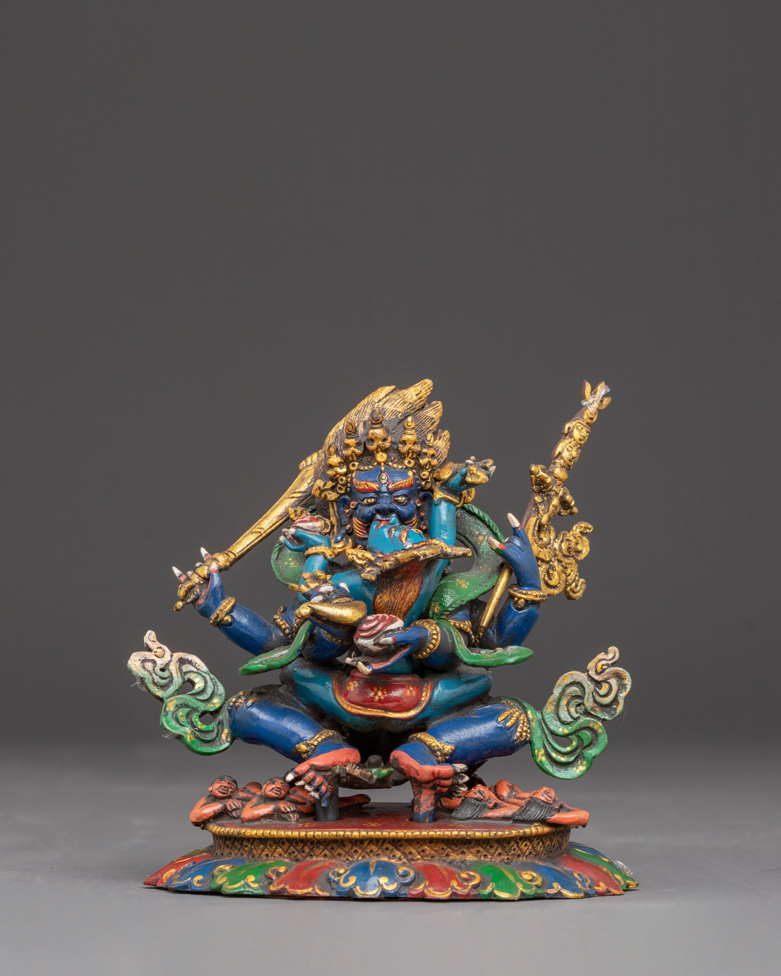Four-Armed Mahakala Copper Statue | Protector of the Dharma