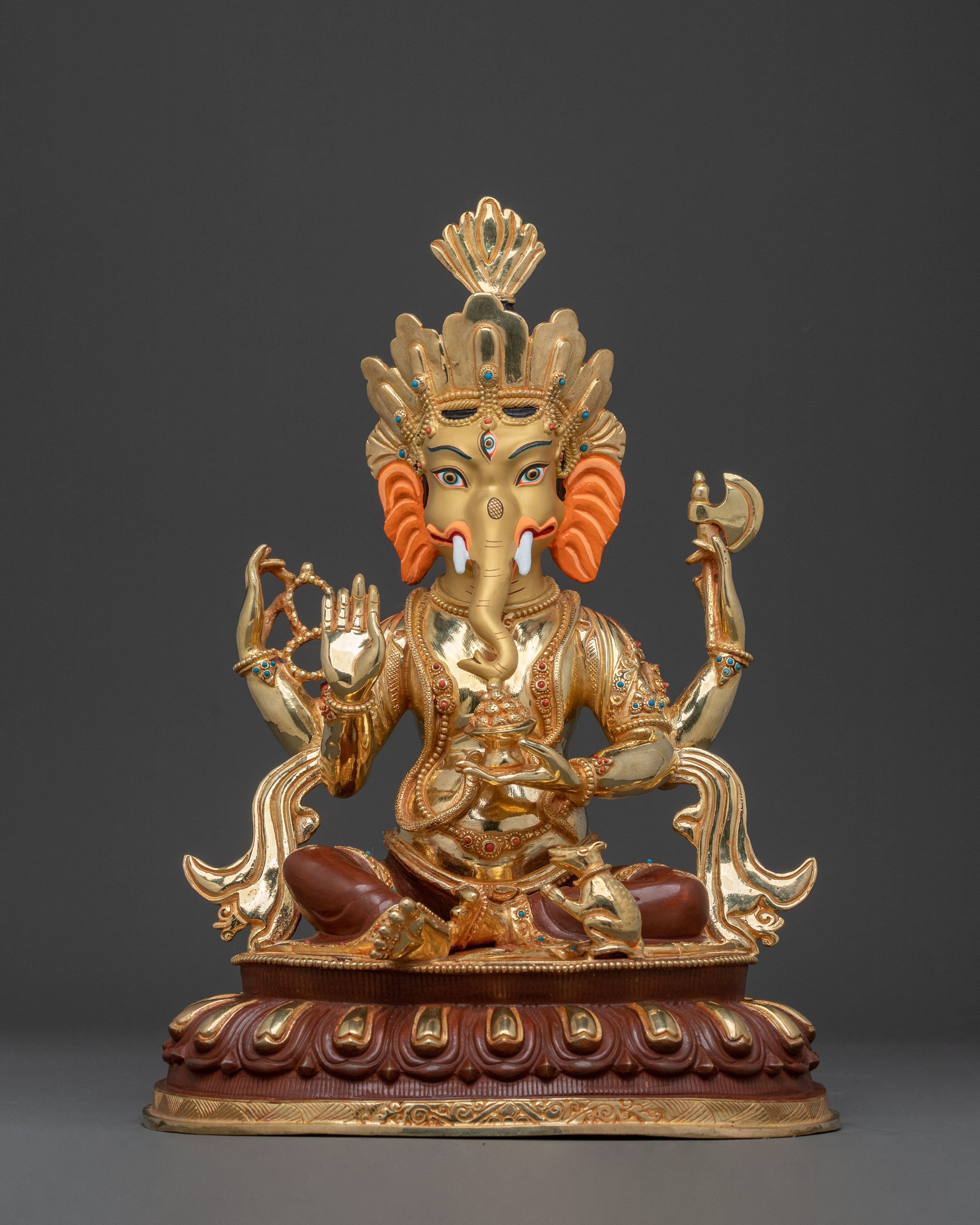 God Ganesh Golden Statue for Rituals | Lord Ganesha Remover of Obstacles