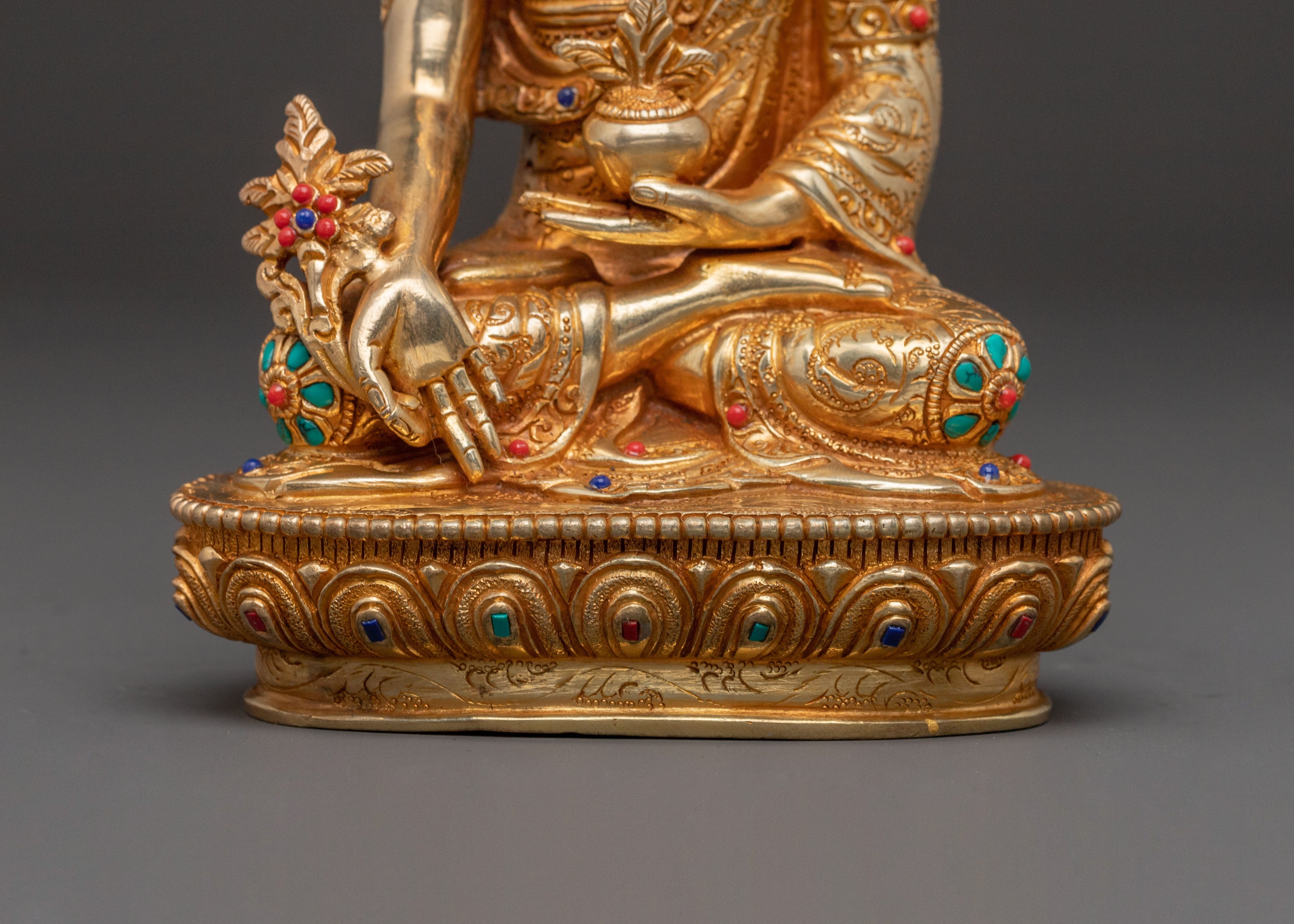 Medicine Buddha Sacred Statue | Handcrafted 24K Gold Gilded