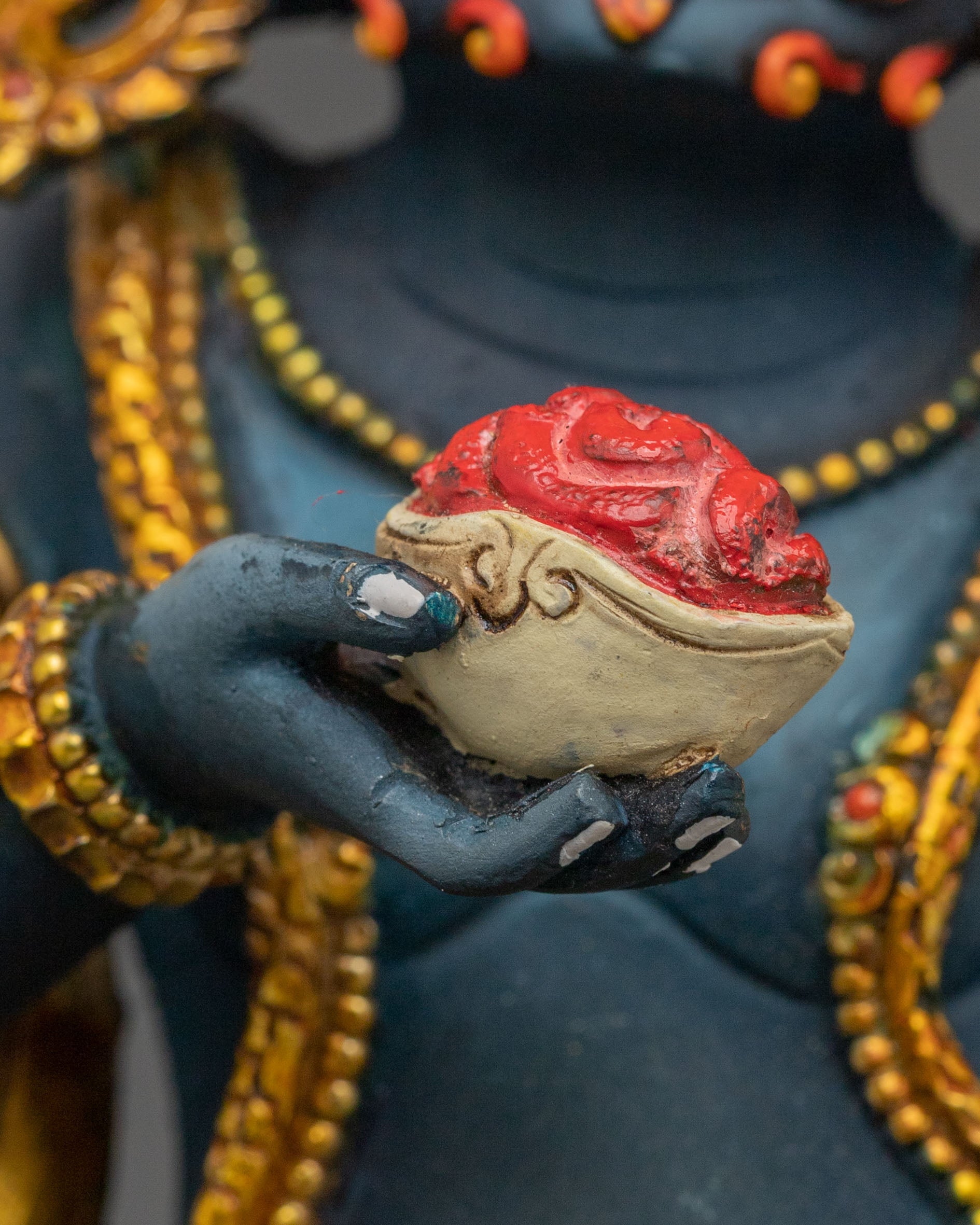 Black Dzambhala Handmade Statue |  Buddhist Protector Sculpture