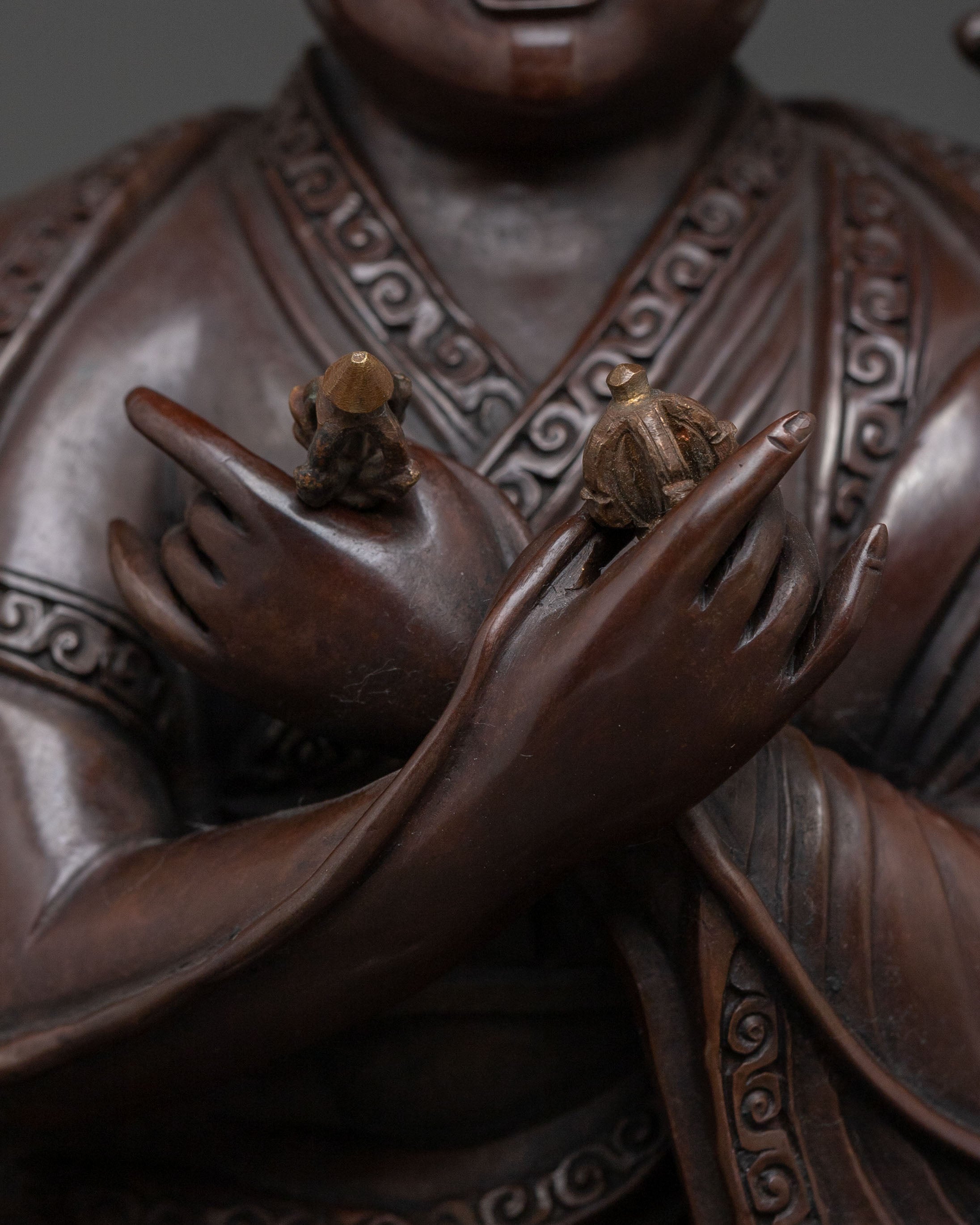 16th Karmapa Meditation Oxidized Copper Statue | Meditation Altar