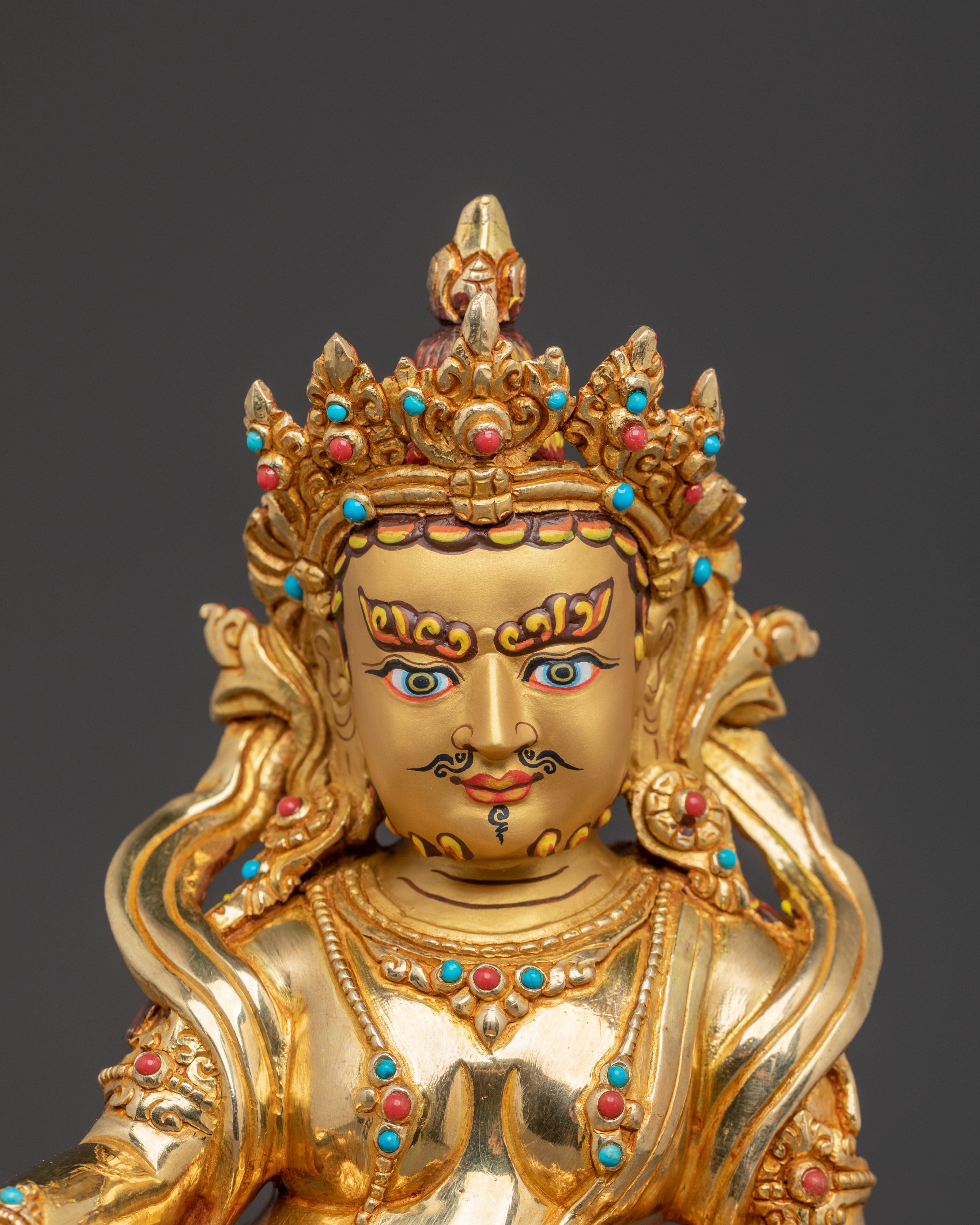 Wealth Bestowing Dzambhala Statue - Hand-Gilded Copper Art