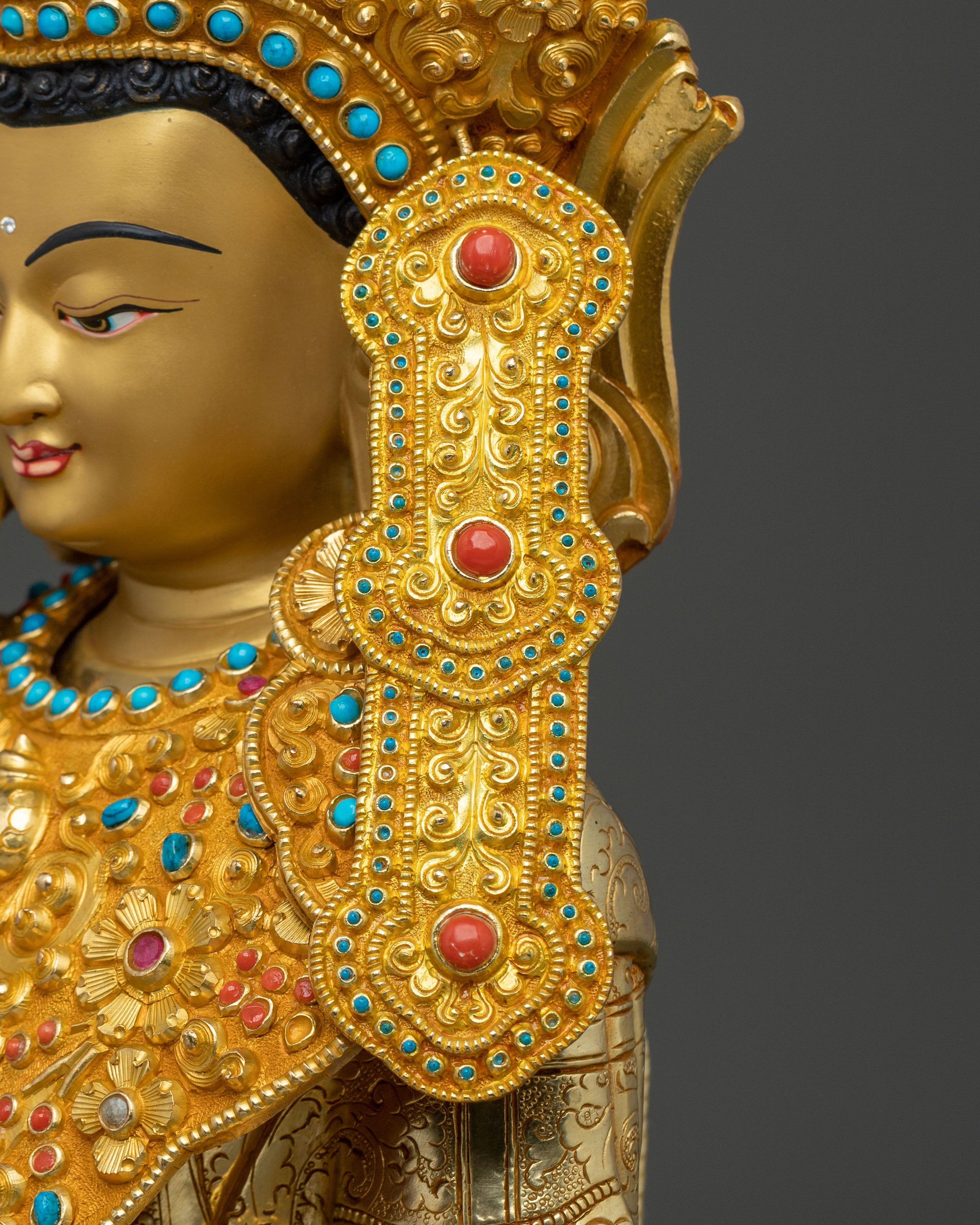 Handcrafted Crown Shakyamuni Buddha Spiritual Sculpture