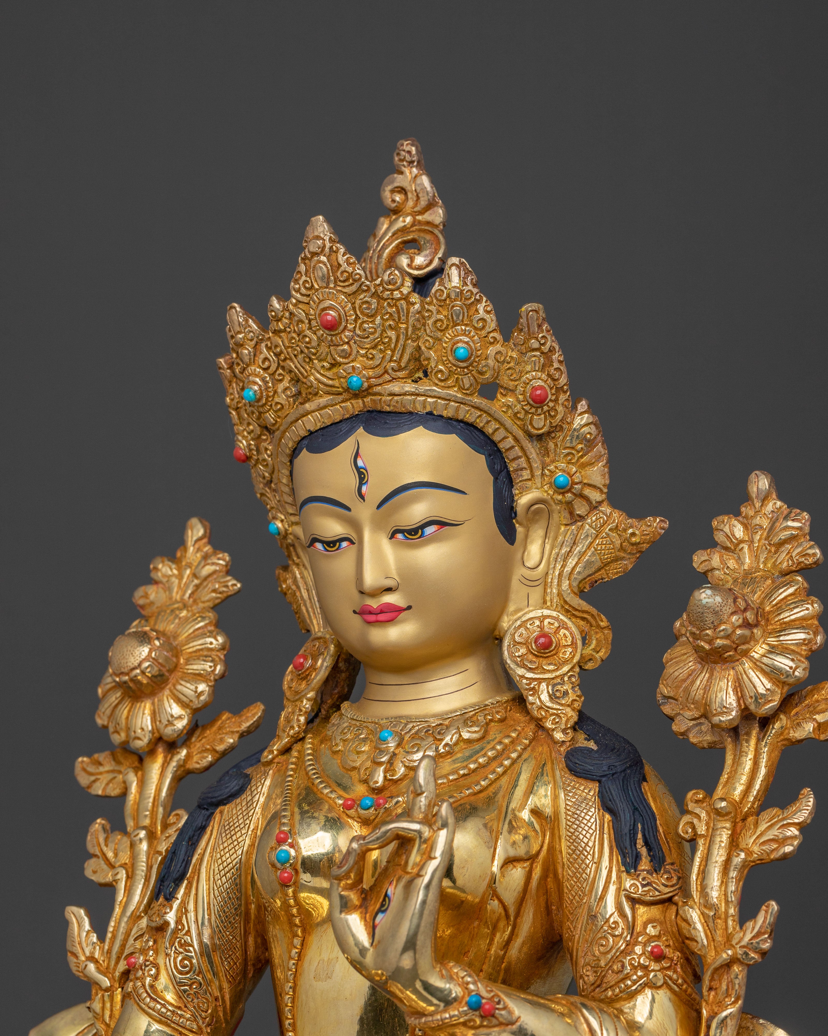 Buddhist Goddess White Tara Spiritual Statue | Sacred Long Life Deity