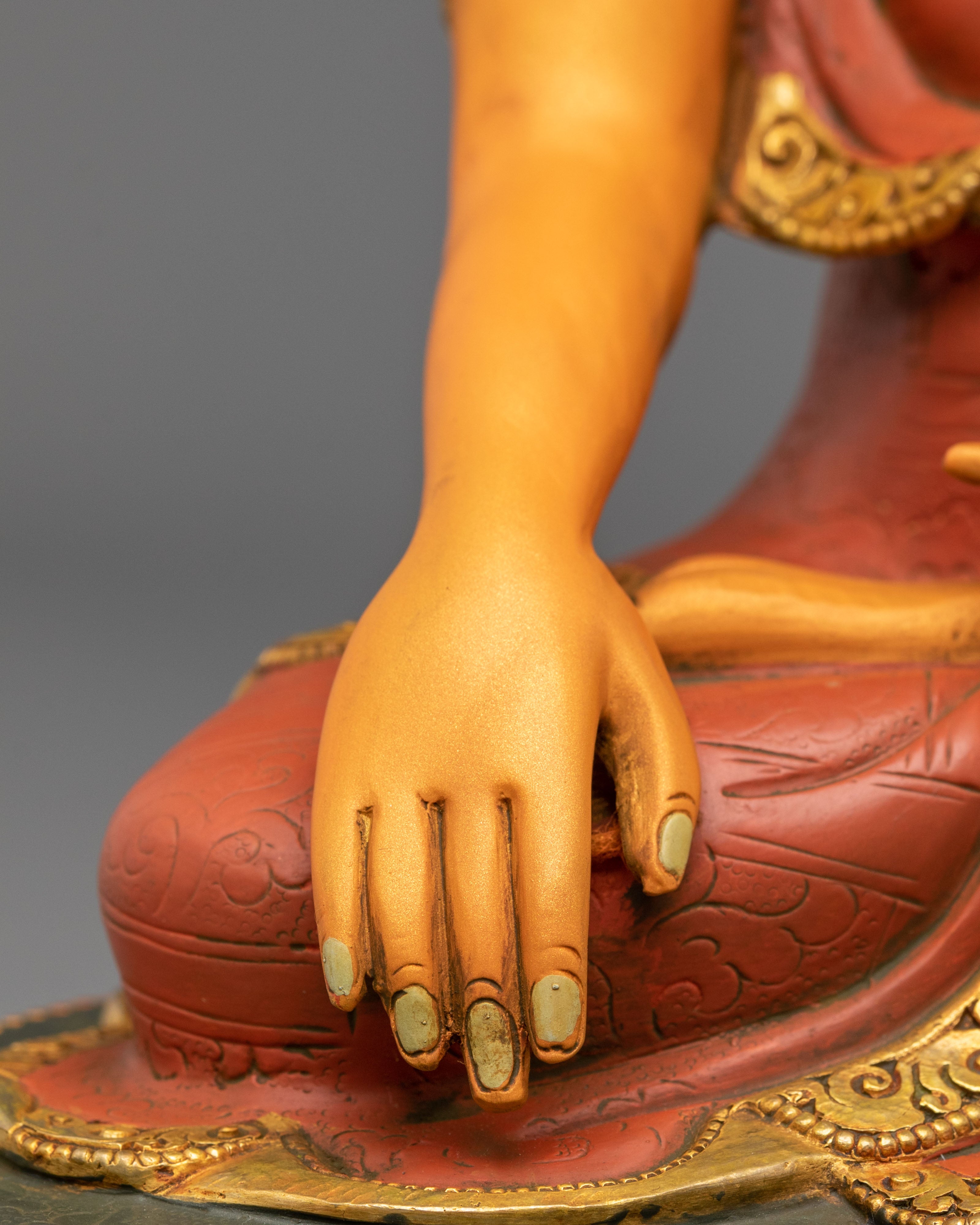 Crown Shakyamuni Buddha Figurine | 24K Gold Coated Statue