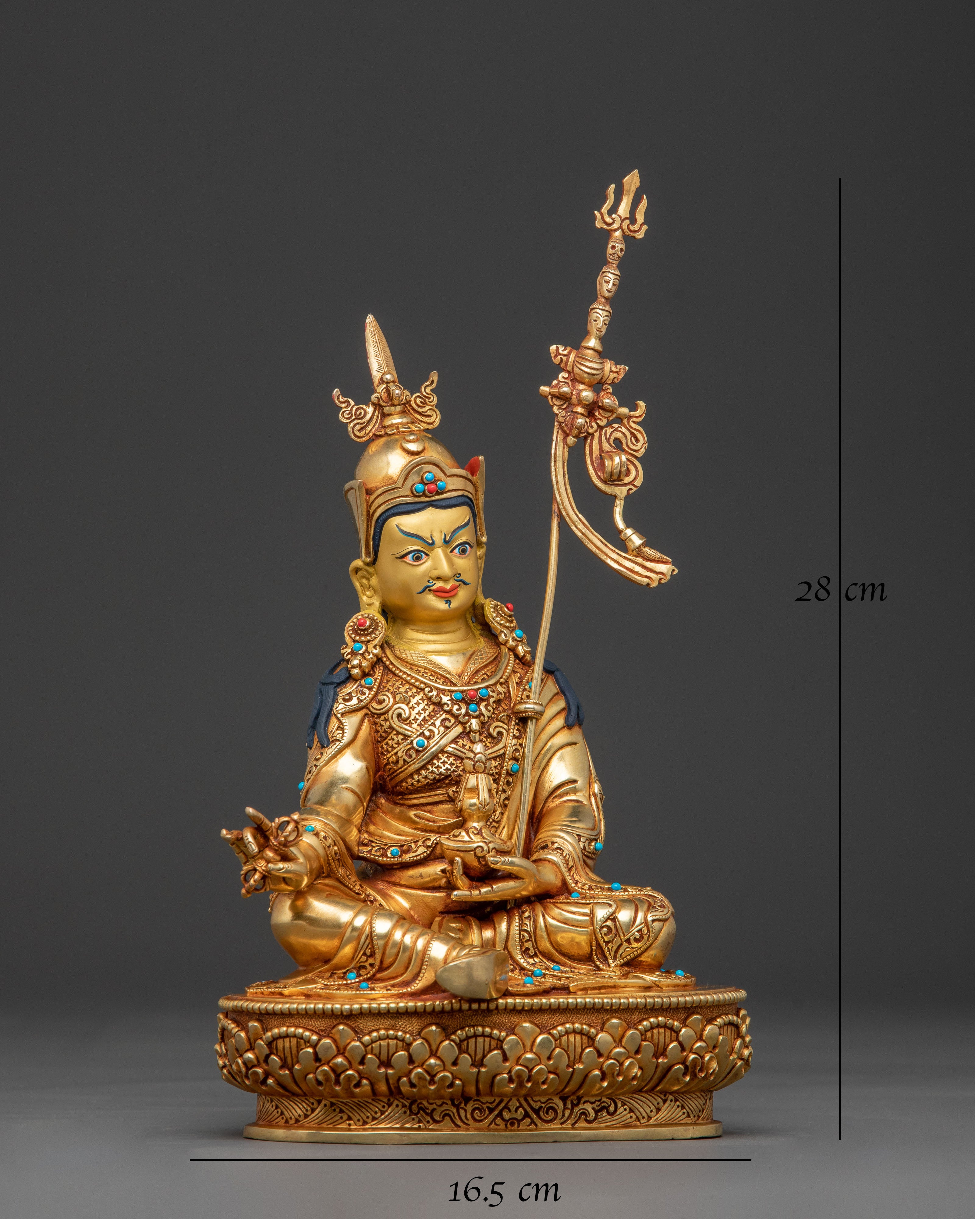 Handcrafted Guru Rinpoche Sacred Statue | 24K Gold Gilded Sculpture