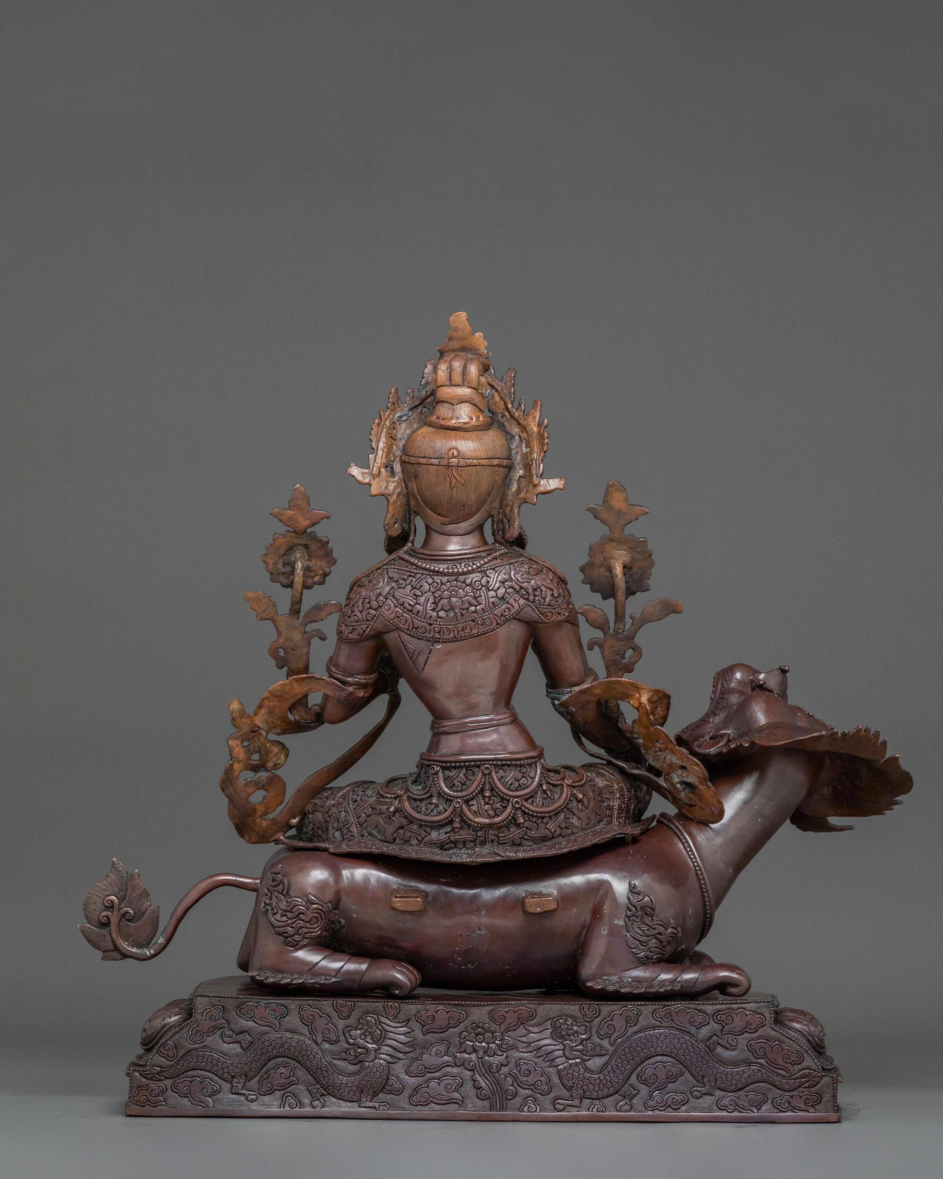 Green Tara Statue | Serene Oxidized Copper Guardian