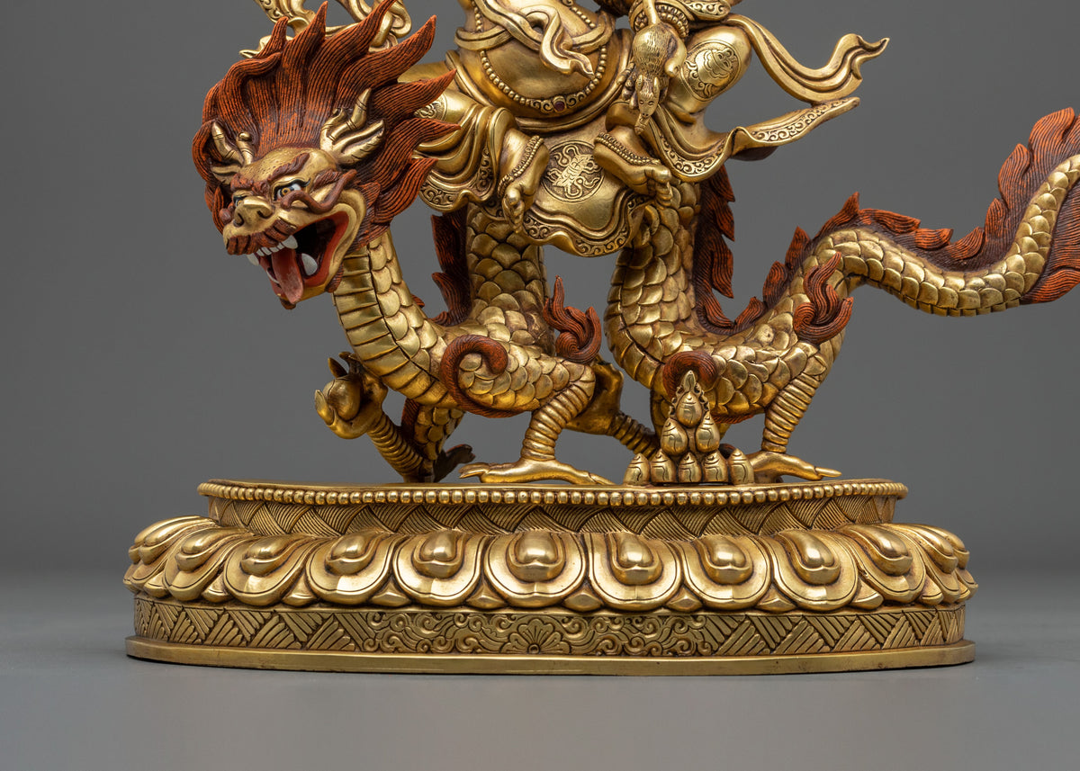 24K Gold Gilded Copper White Dzambhala Statue | Wealth Guardian