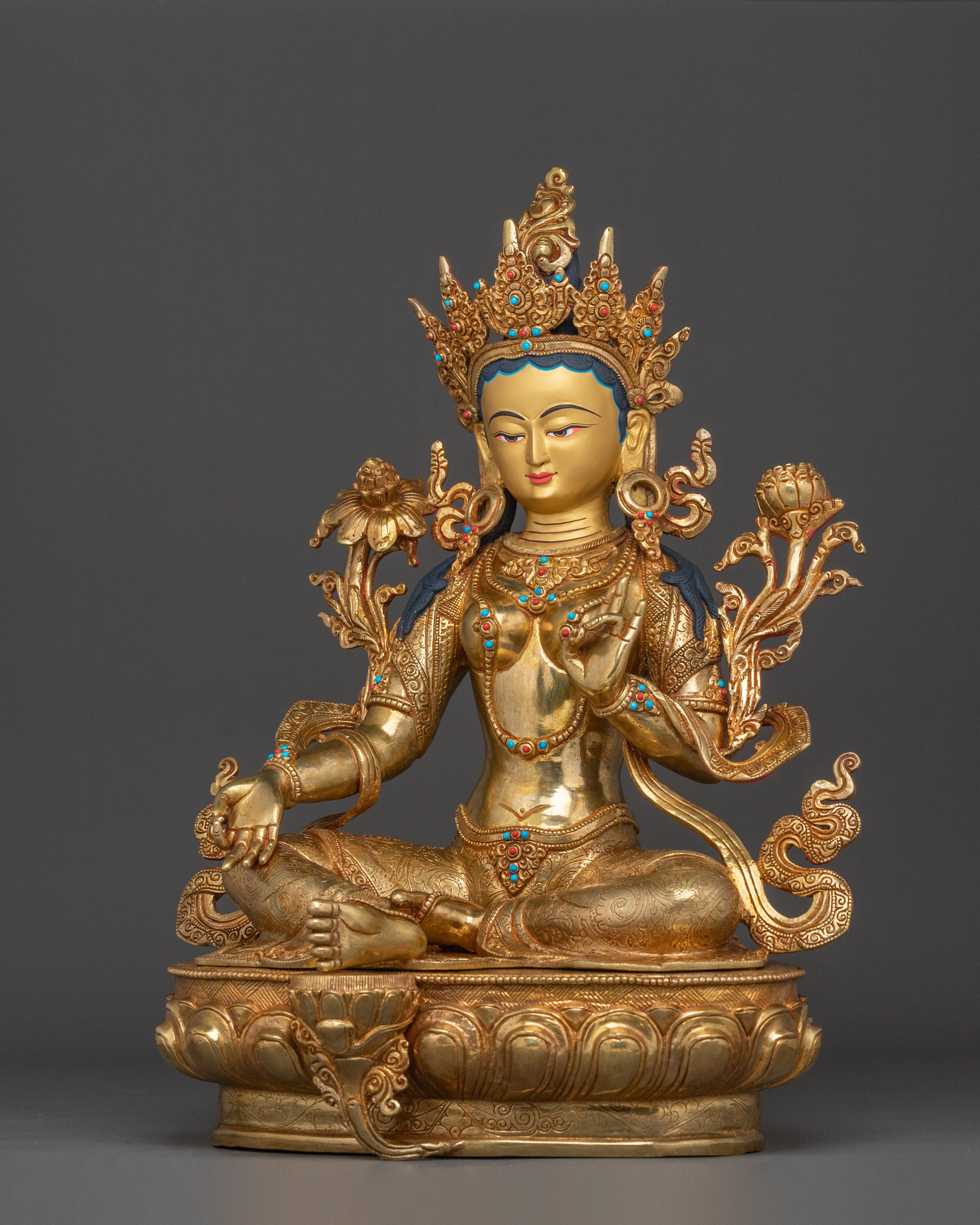 Goddess Green Tara Sacred Sculpture | Buddhist Goddess of Compassion