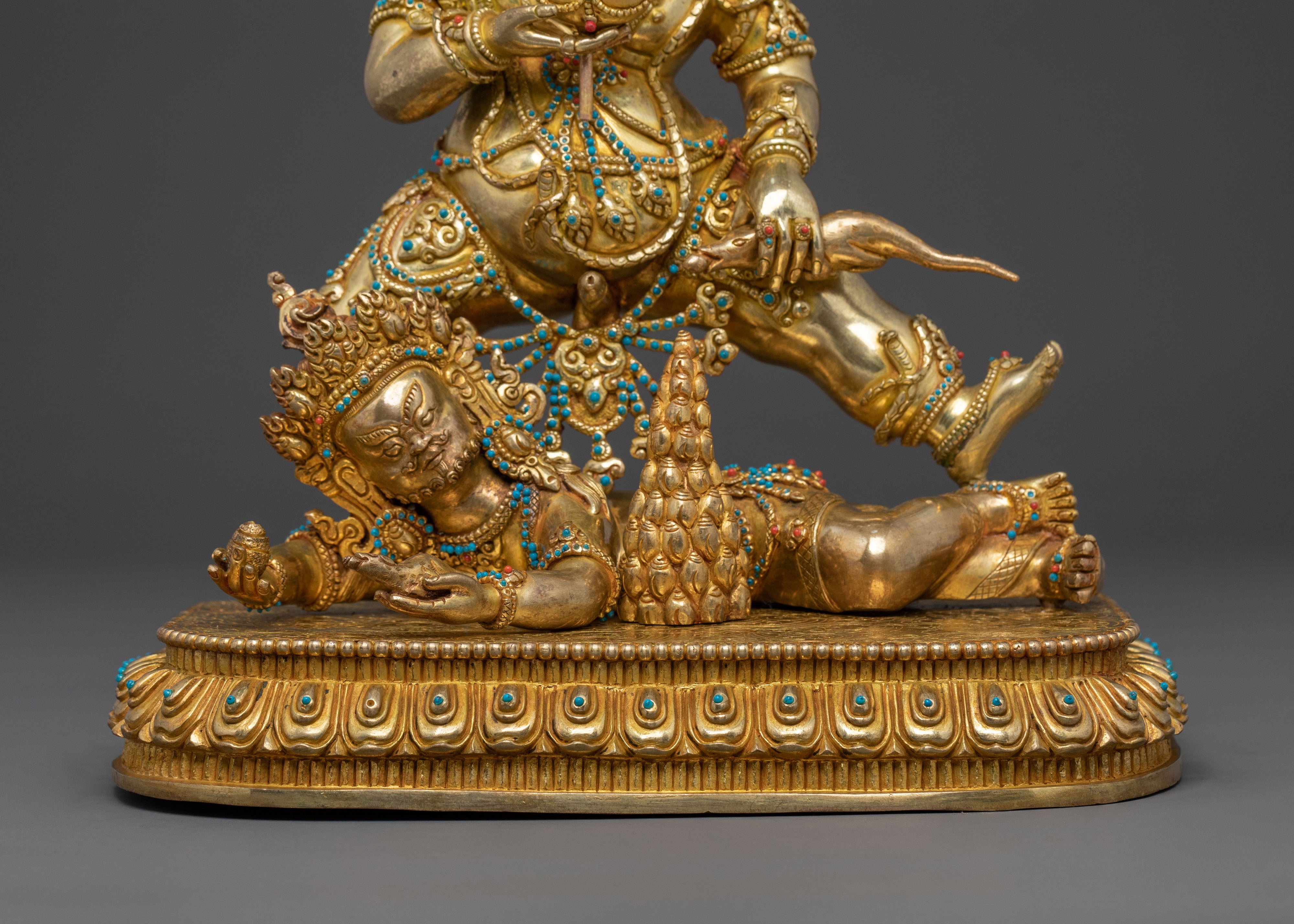 A Radiant Black Dzambhala Spiritual Wealth Statue