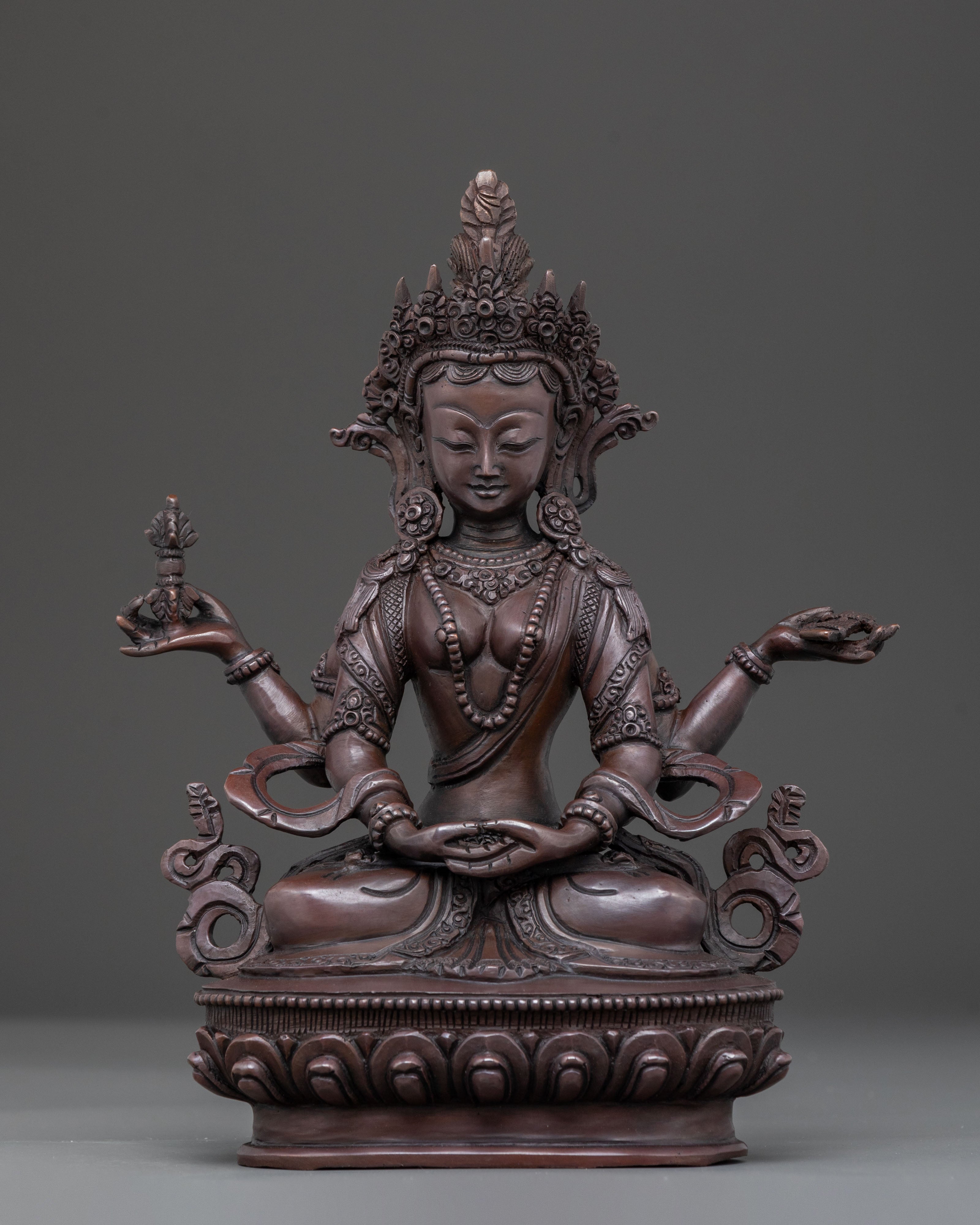 Prajnaparamita Oxidized Copper Statue
