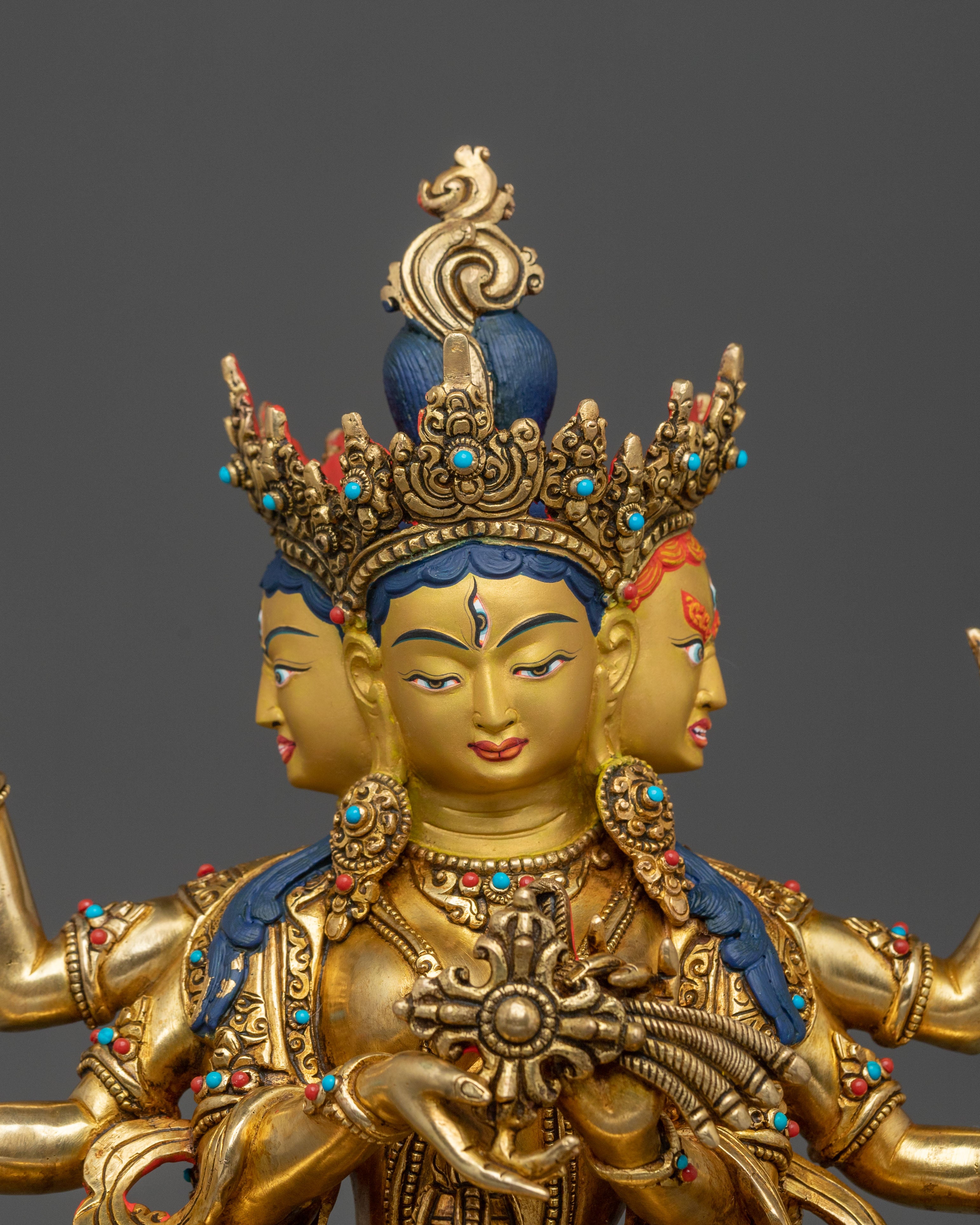 Namgyalma Fire Gold Gilded Statue | Buddhist Longevity Deity Sculpture