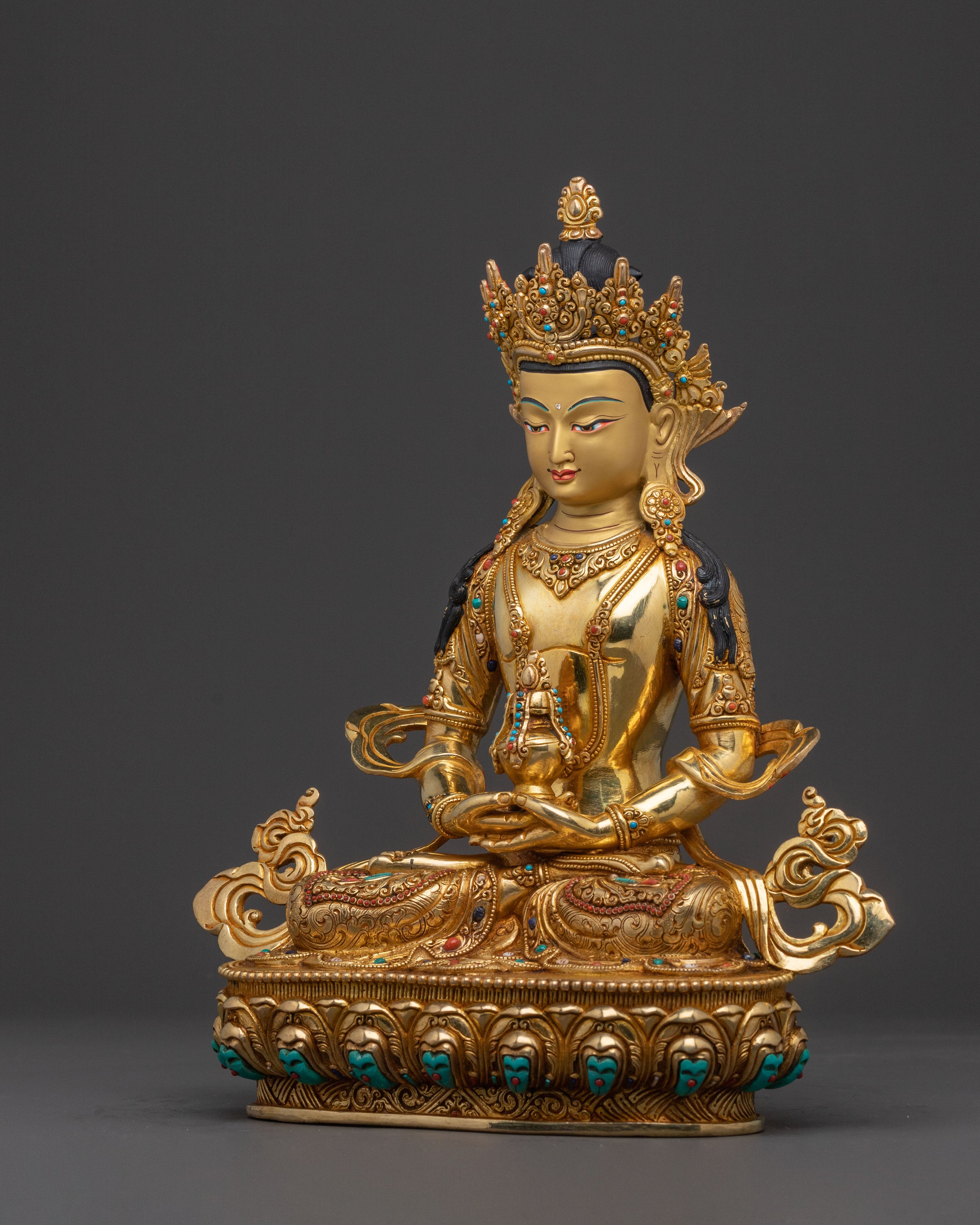Amitayus Compassion and Healing Statue – 24K Gold Gilded