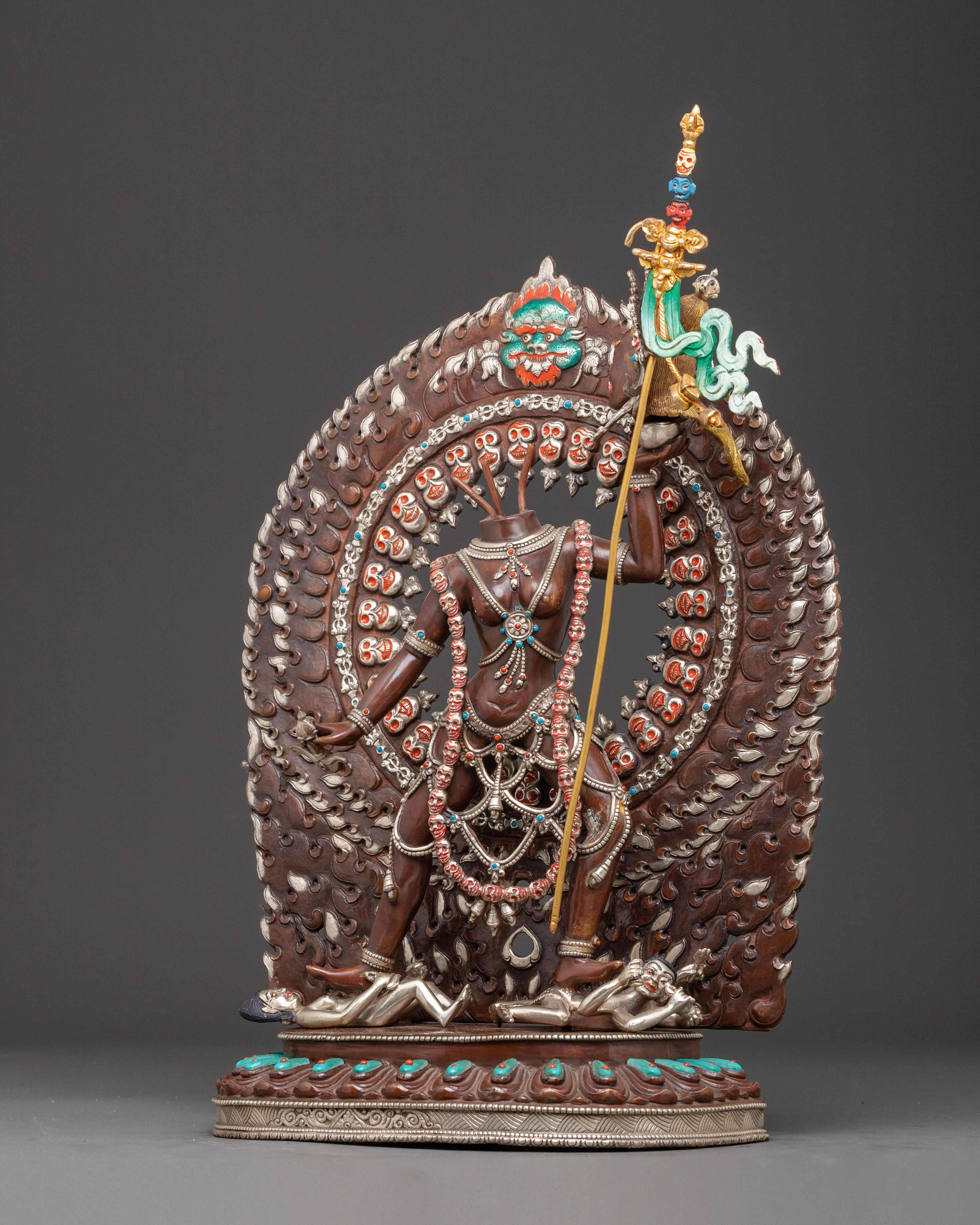 Statue of Vajrayogini Ucheyma: Himalayan Oxidized Copper Artwork